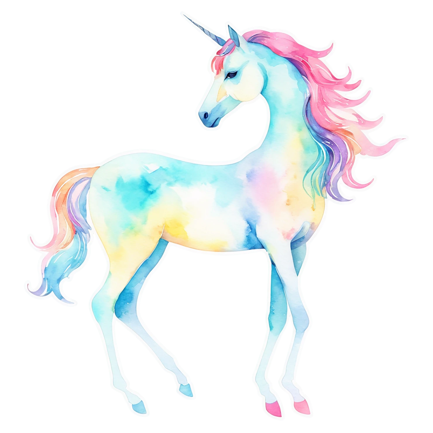 Unicorn watercolor sticker isolated on transparent background #22998