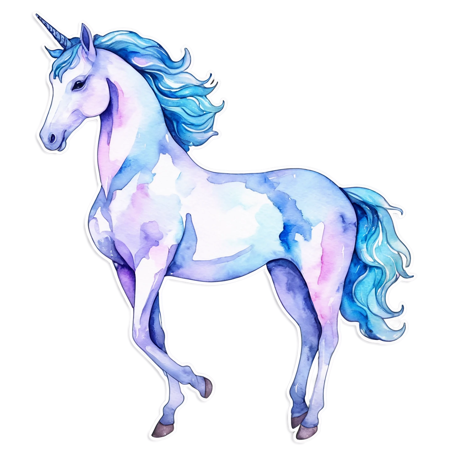 Unicorn watercolor sticker isolated on transparent background #23002