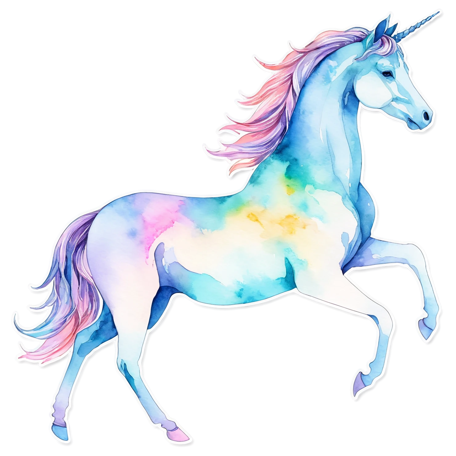 Unicorn watercolor sticker isolated on transparent background #23004