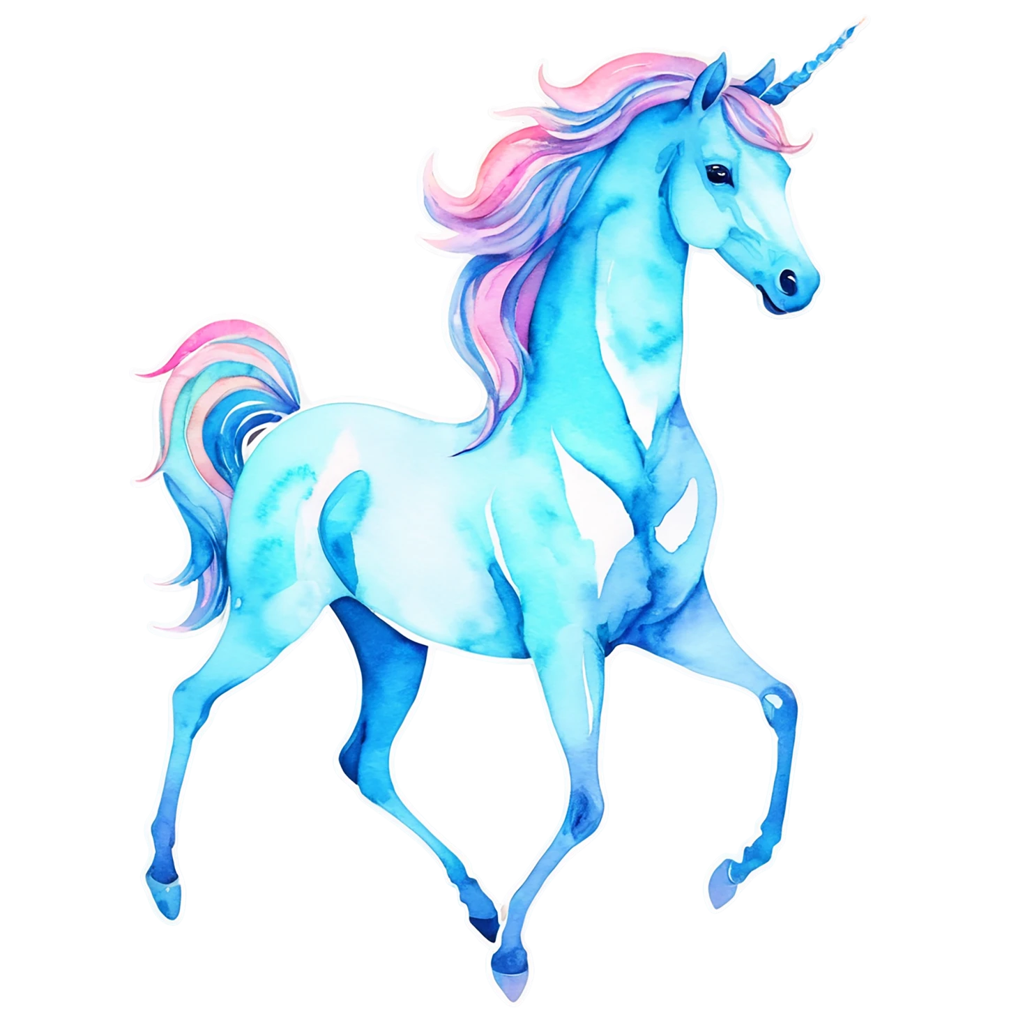 Unicorn watercolor sticker isolated on transparent background #23005