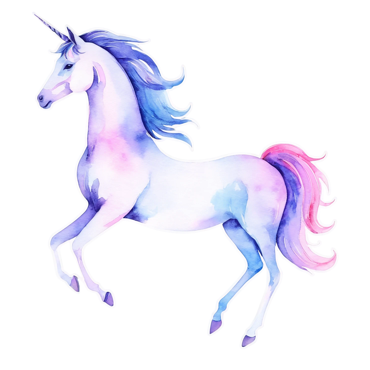 Unicorn watercolor sticker isolated on transparent background #23007