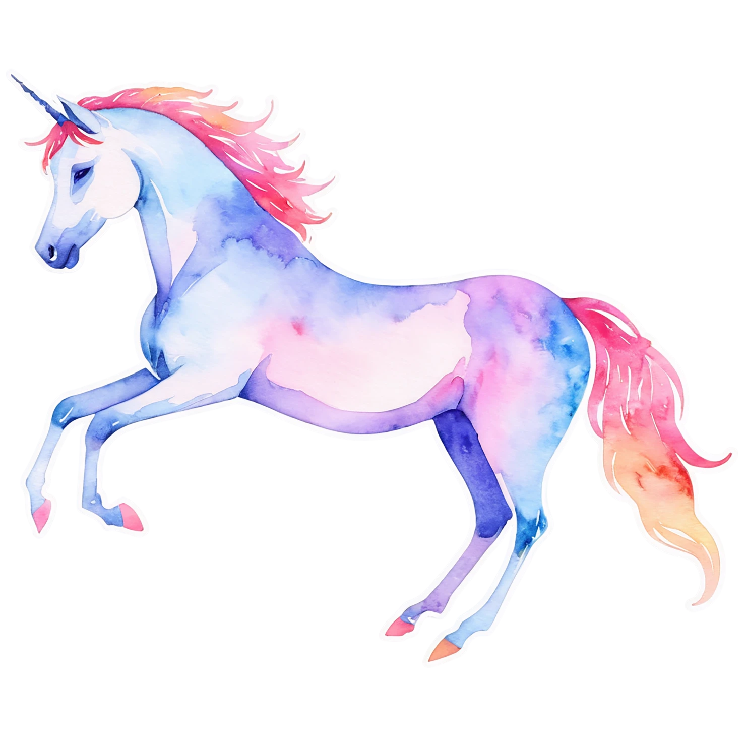 Unicorn watercolor sticker isolated on transparent background #23012