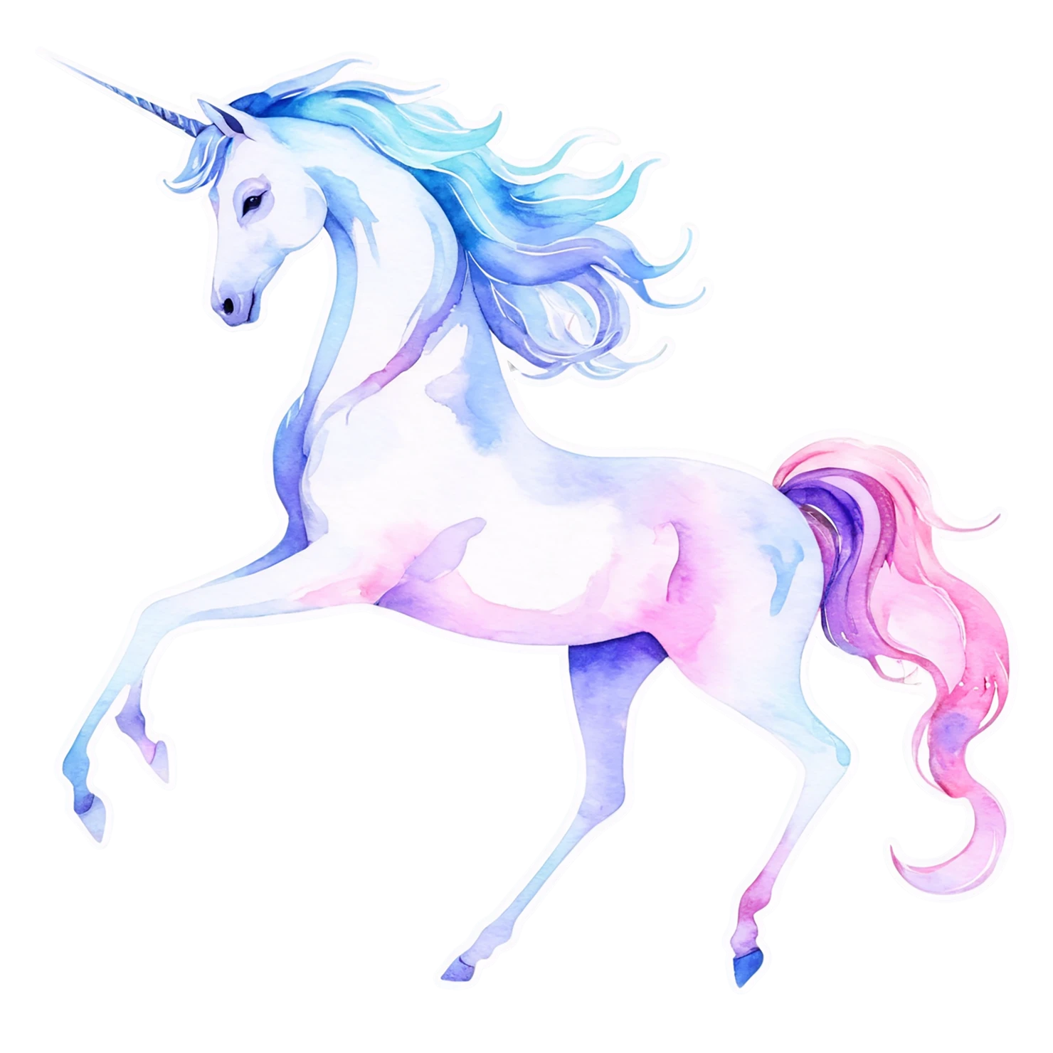 Unicorn watercolor sticker isolated on transparent background #23013