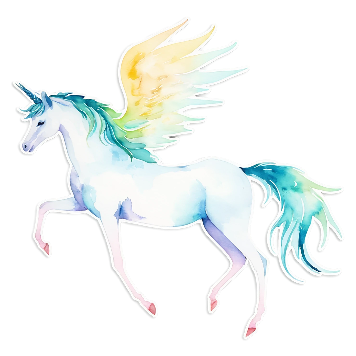 Unicorn watercolor sticker isolated on transparent background #23016