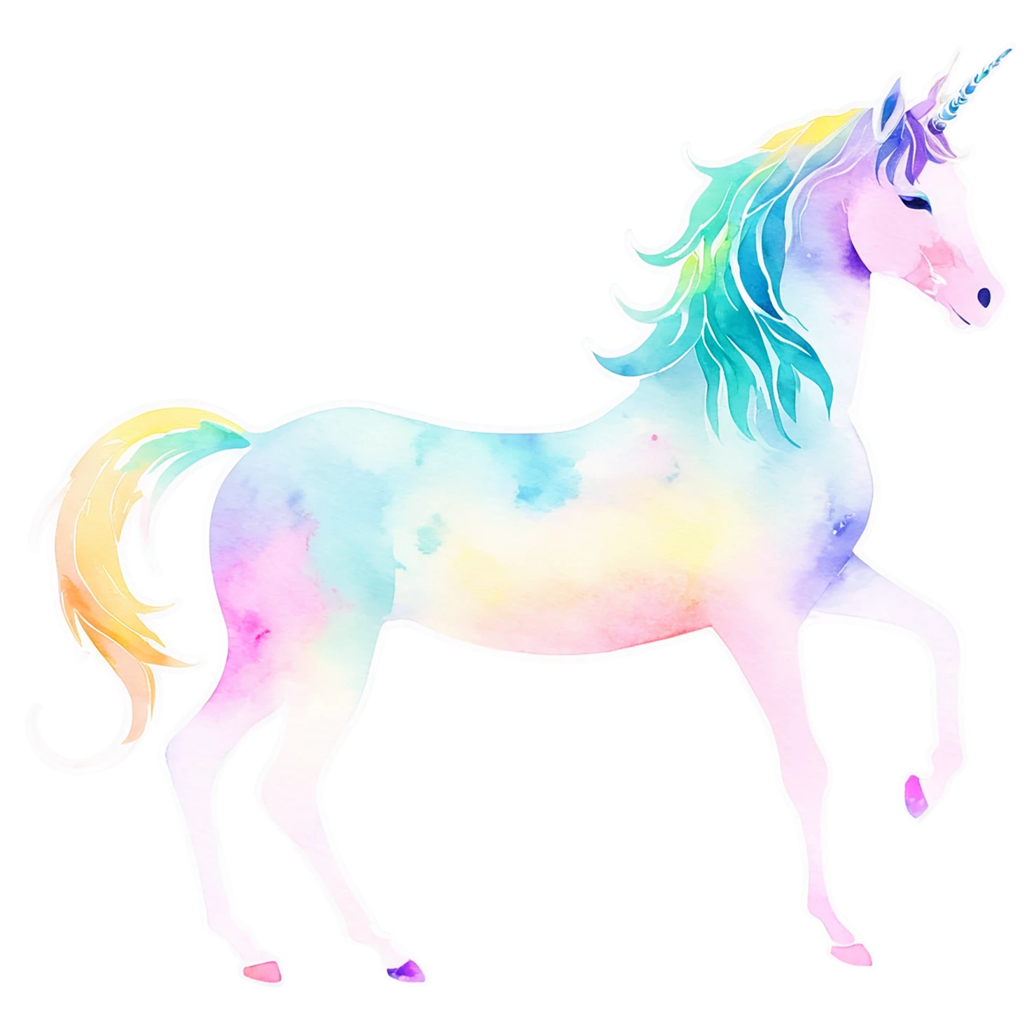 Unicorn watercolor sticker isolated on transparent background #23017
