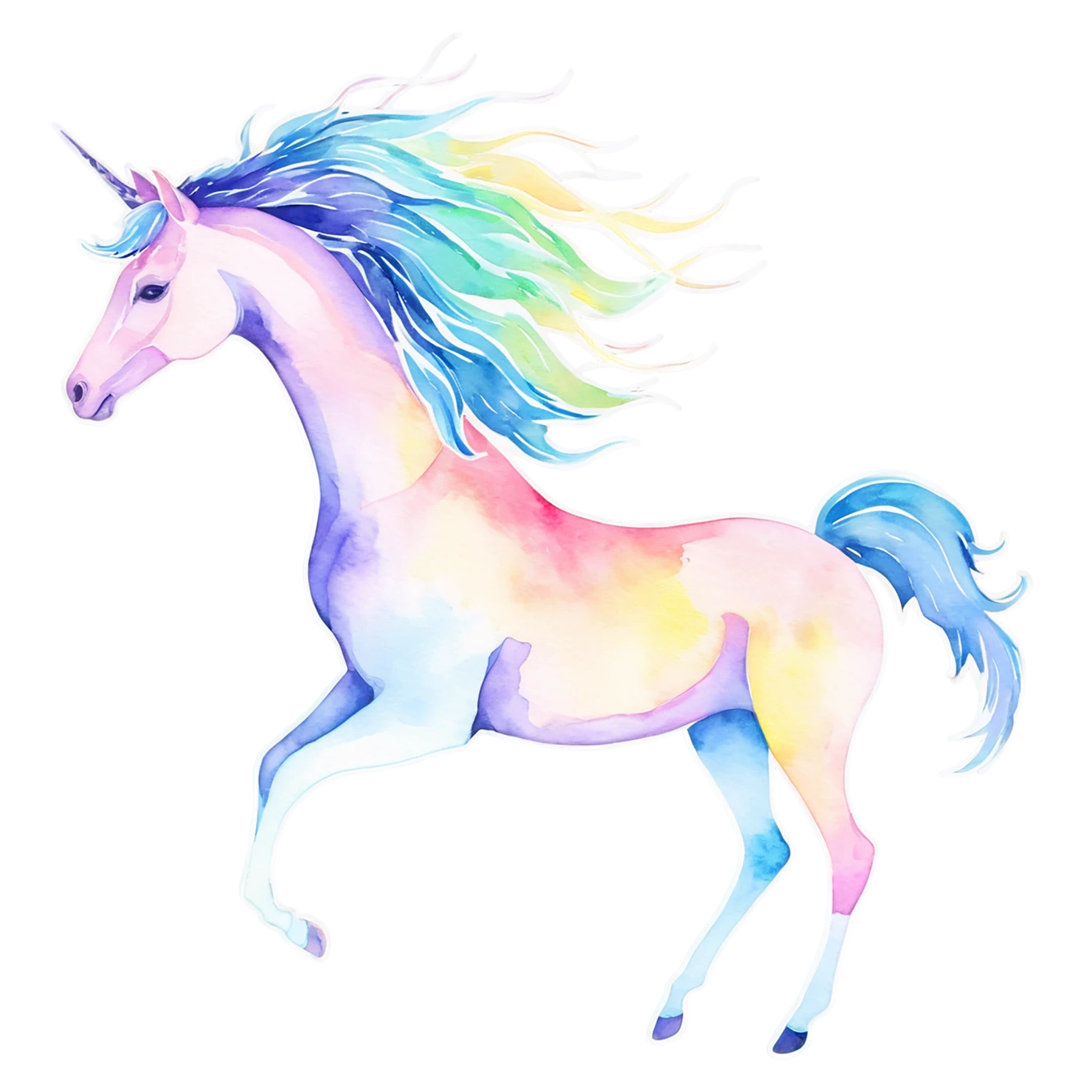 Unicorn watercolor sticker isolated on transparent background #23018