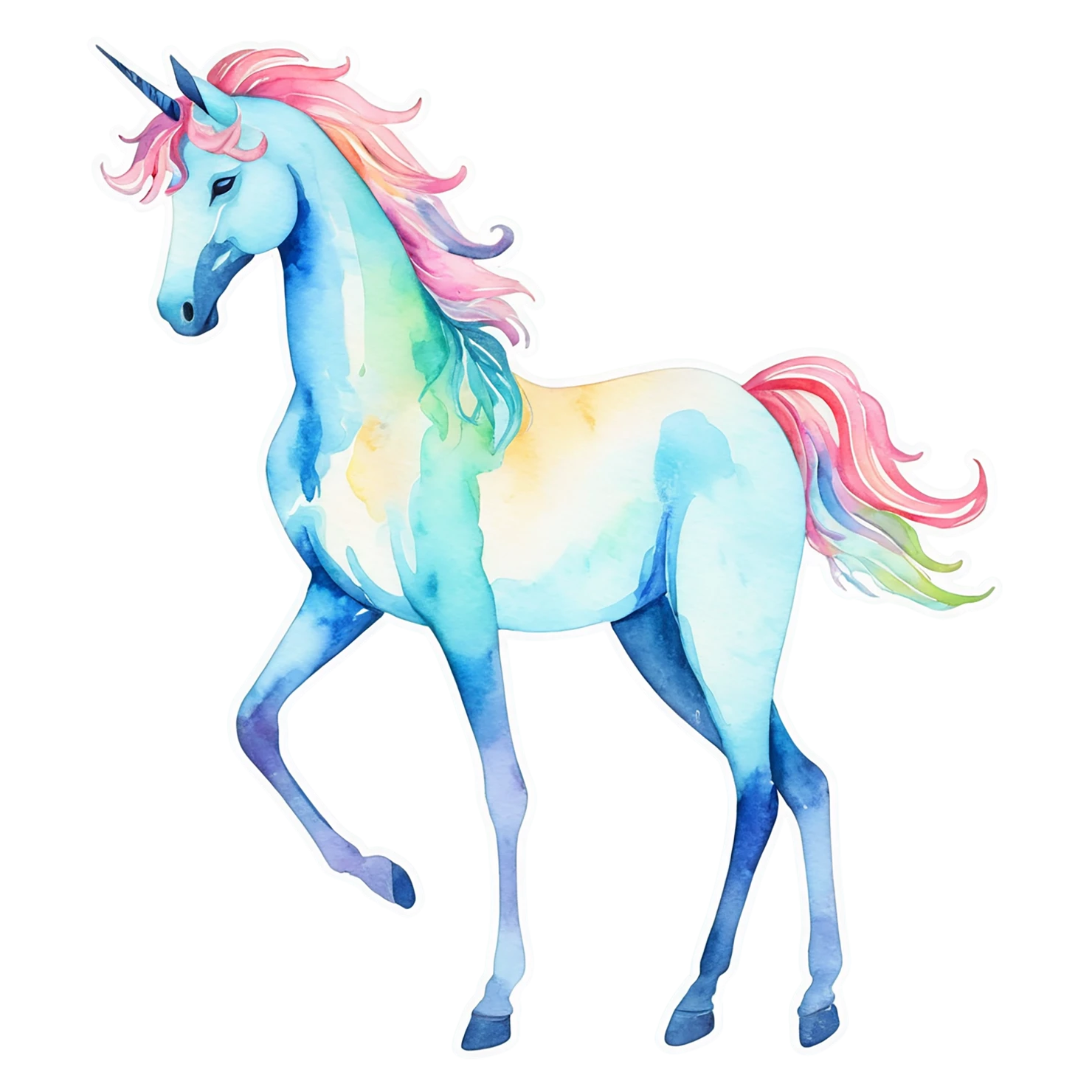 Unicorn watercolor sticker isolated on transparent background #23019