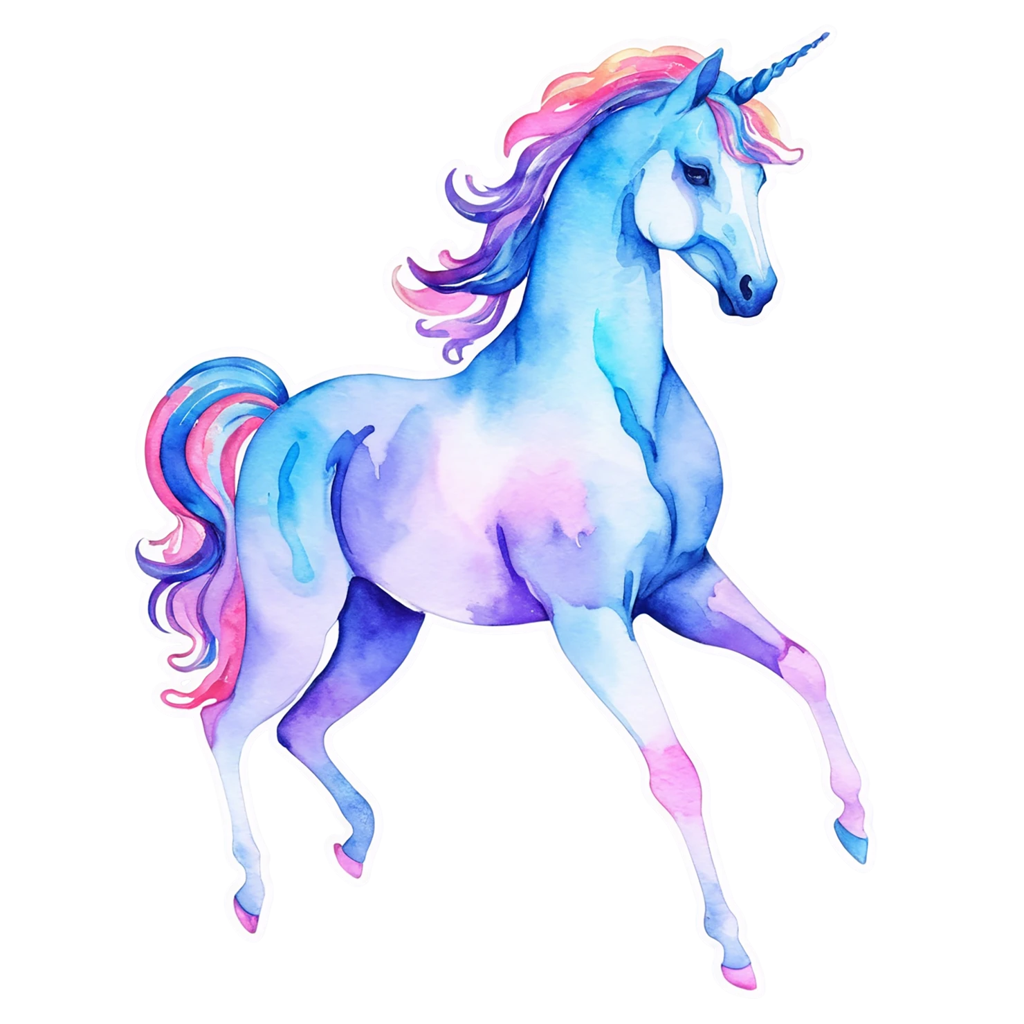 Unicorn watercolor sticker isolated on transparent background #23020