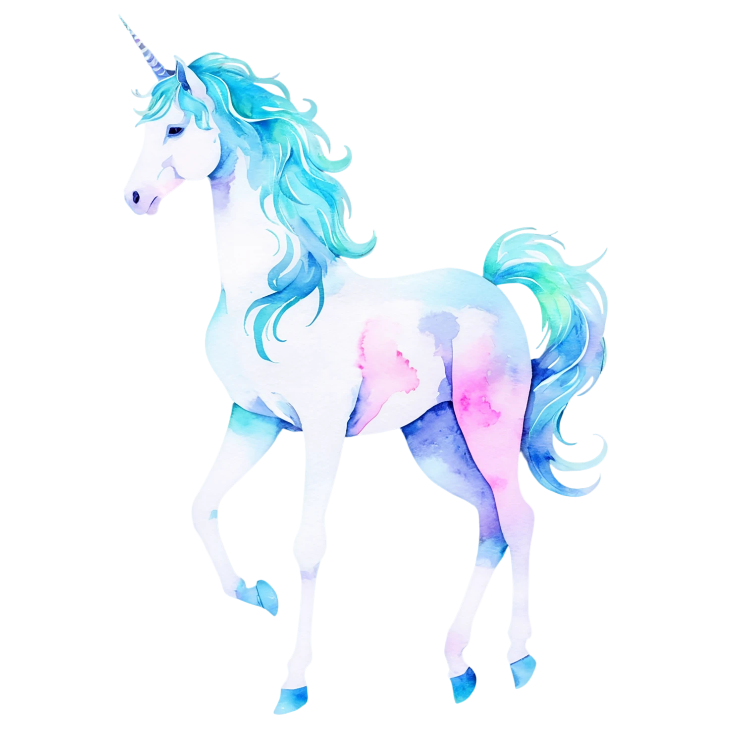 Unicorn watercolor sticker isolated on transparent background #23021