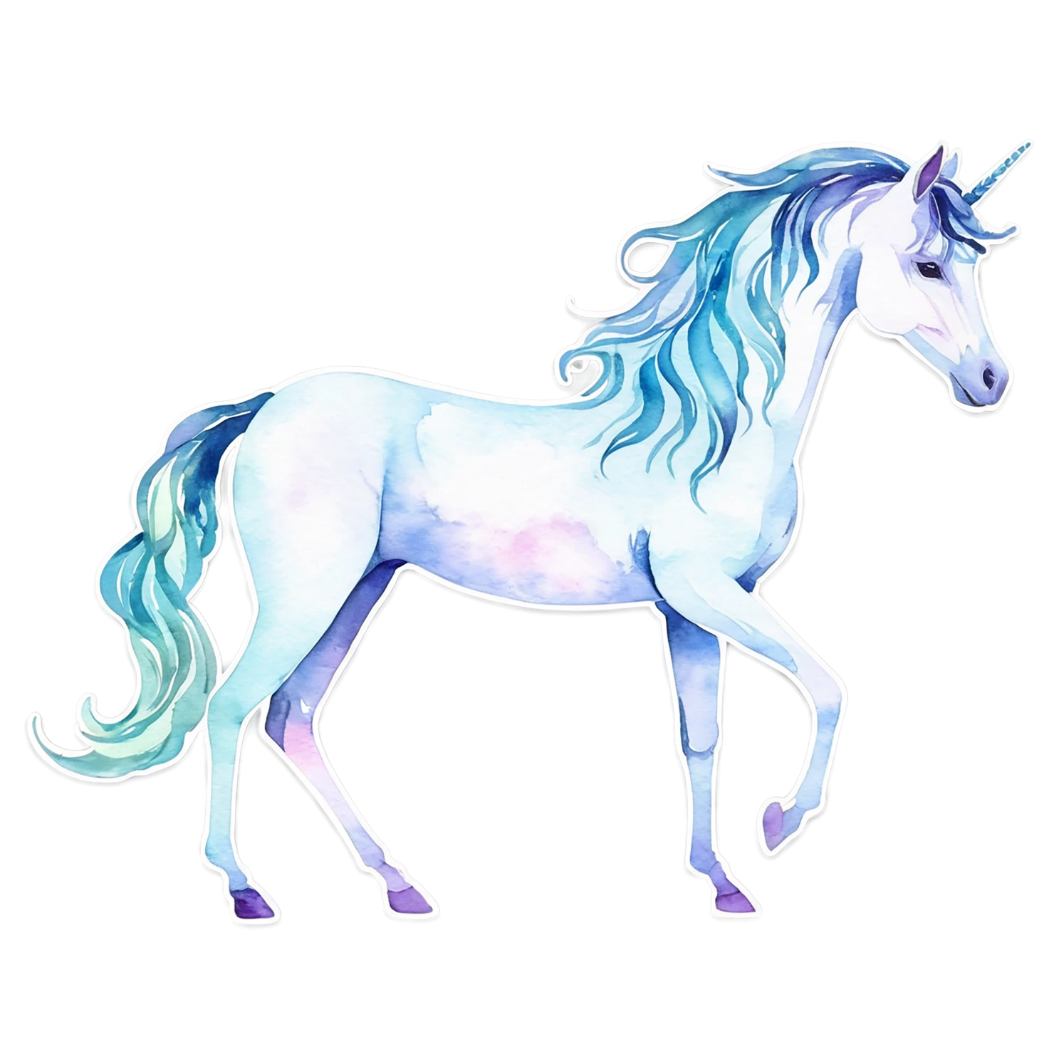Unicorn watercolor sticker isolated on transparent background #23023