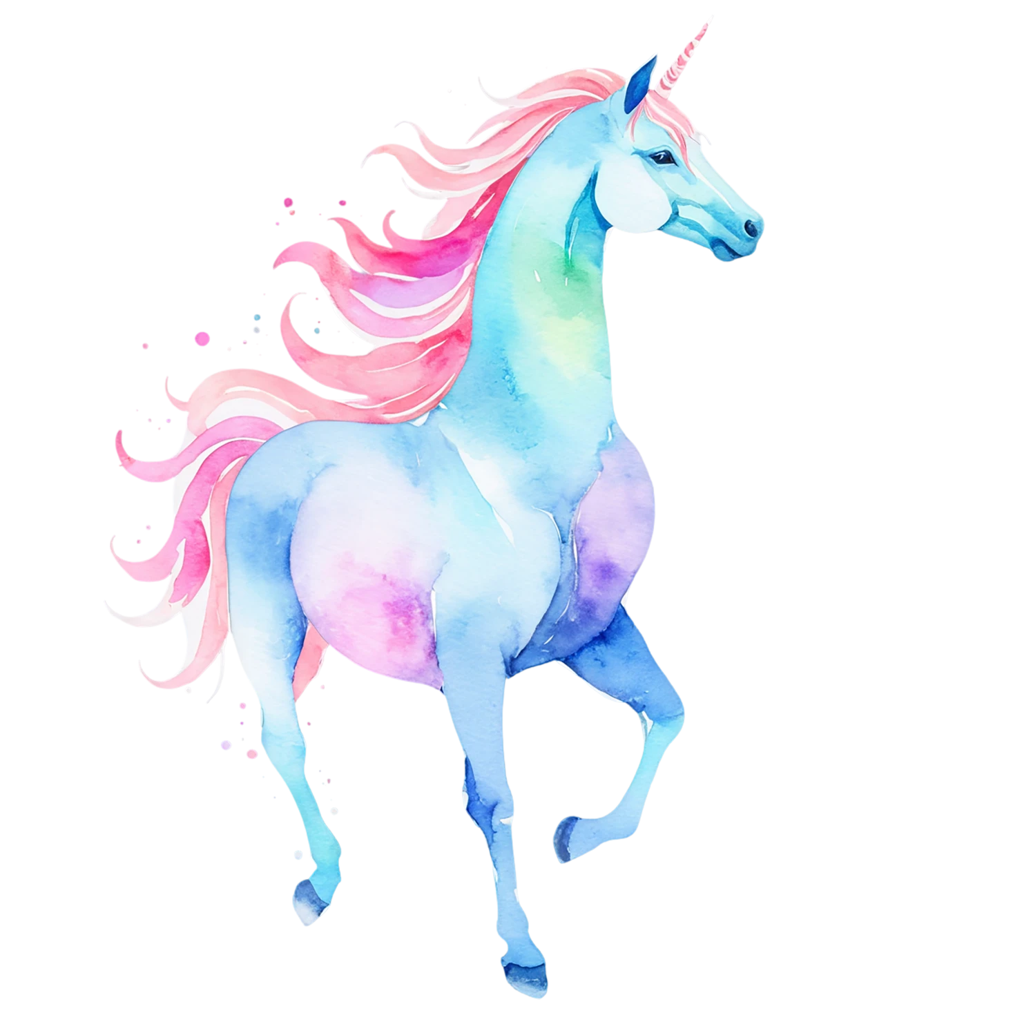Unicorn watercolor sticker isolated on transparent background #23024