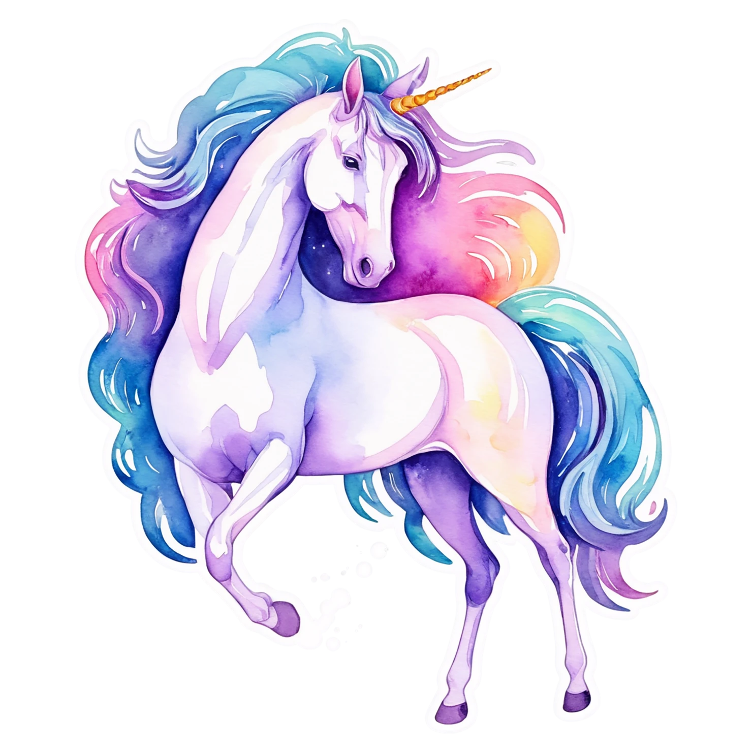 Unicorn watercolor sticker isolated on transparent background #23025