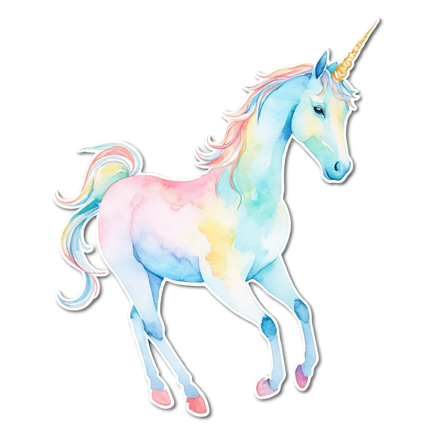 Unicorn watercolor sticker isolated on transparent background #23026