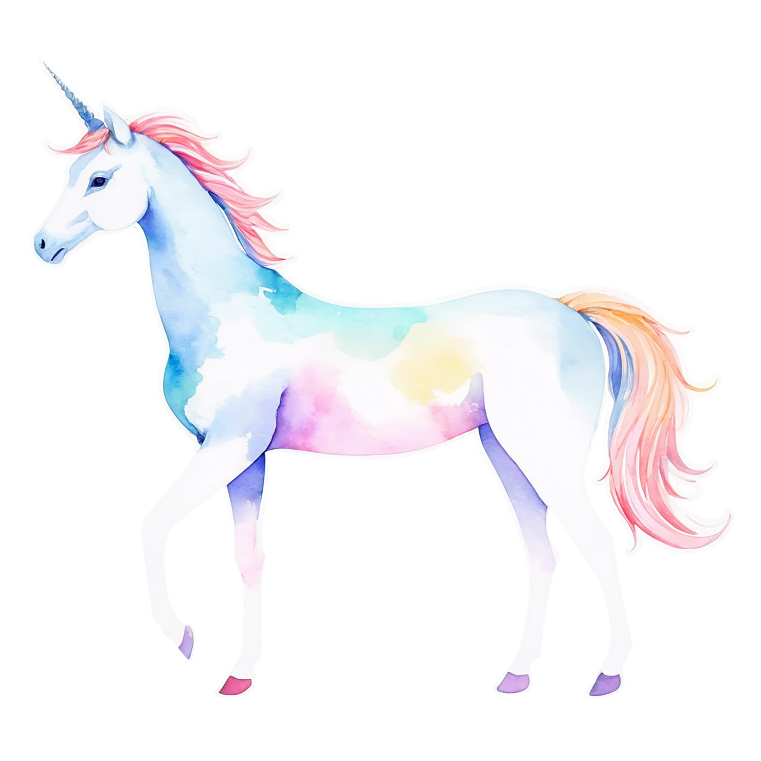 Unicorn watercolor sticker isolated on transparent background #23027
