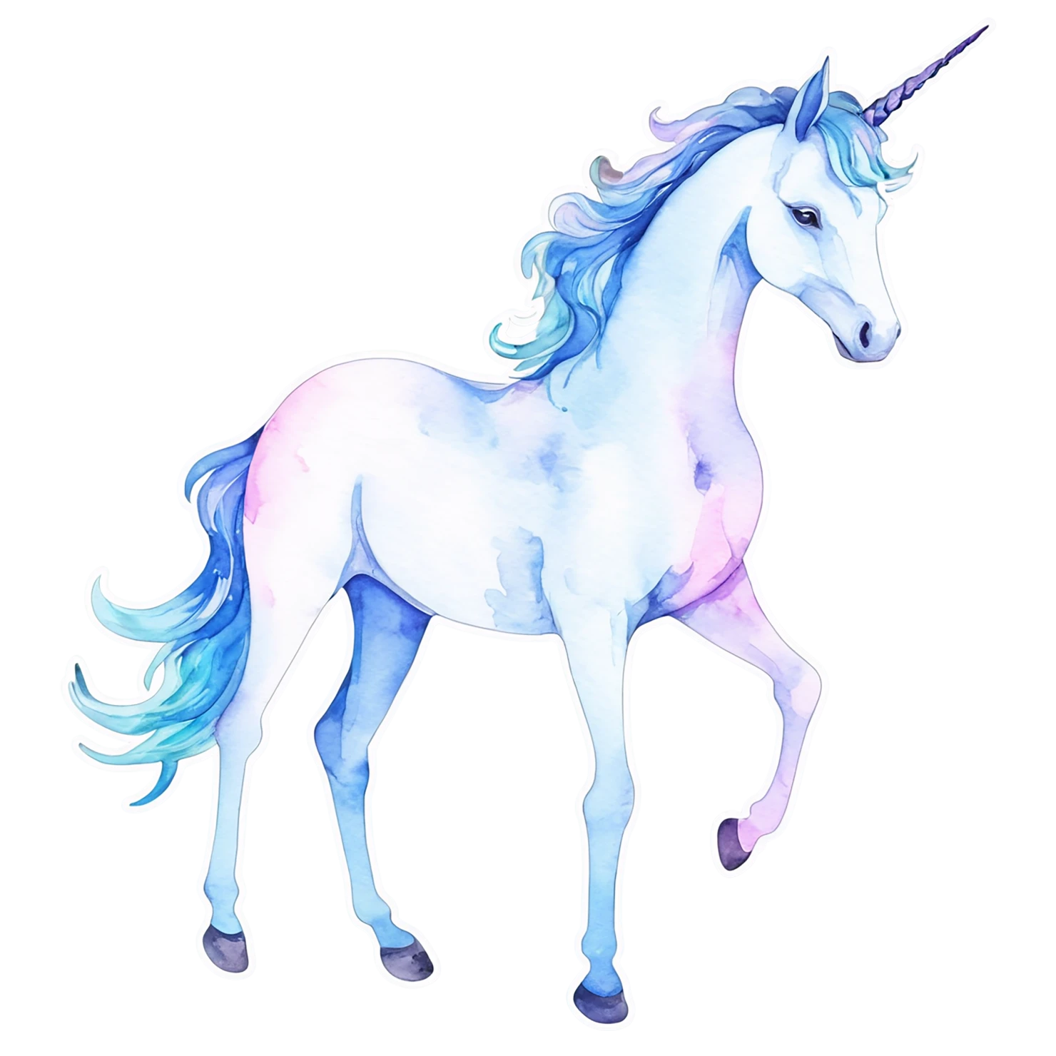Unicorn watercolor sticker isolated on transparent background #23028
