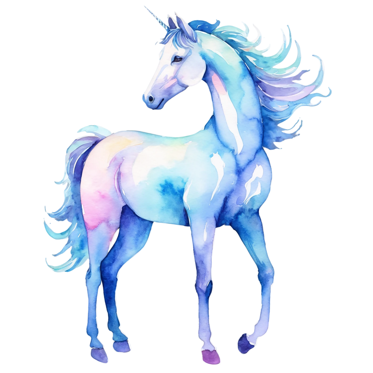 Unicorn watercolor sticker isolated on transparent background #23031