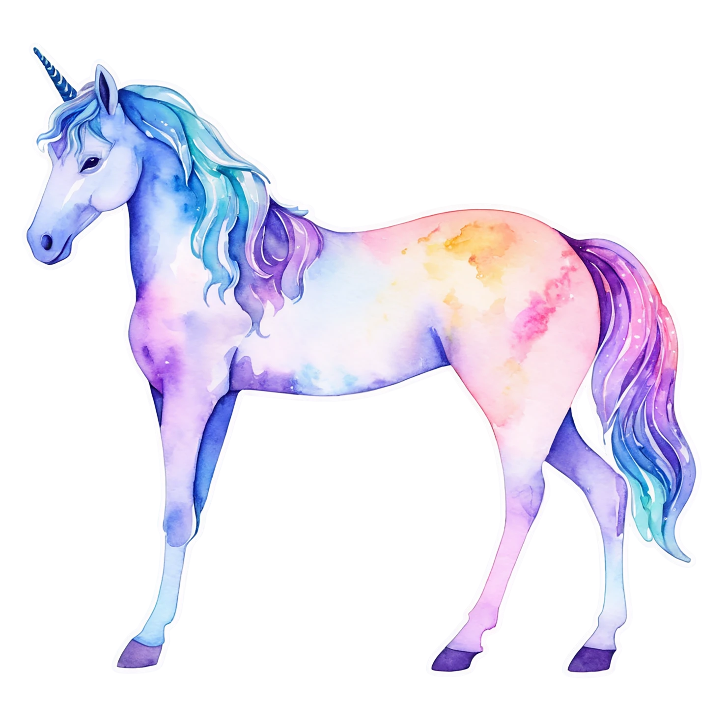 Unicorn watercolor sticker isolated on transparent background #23033