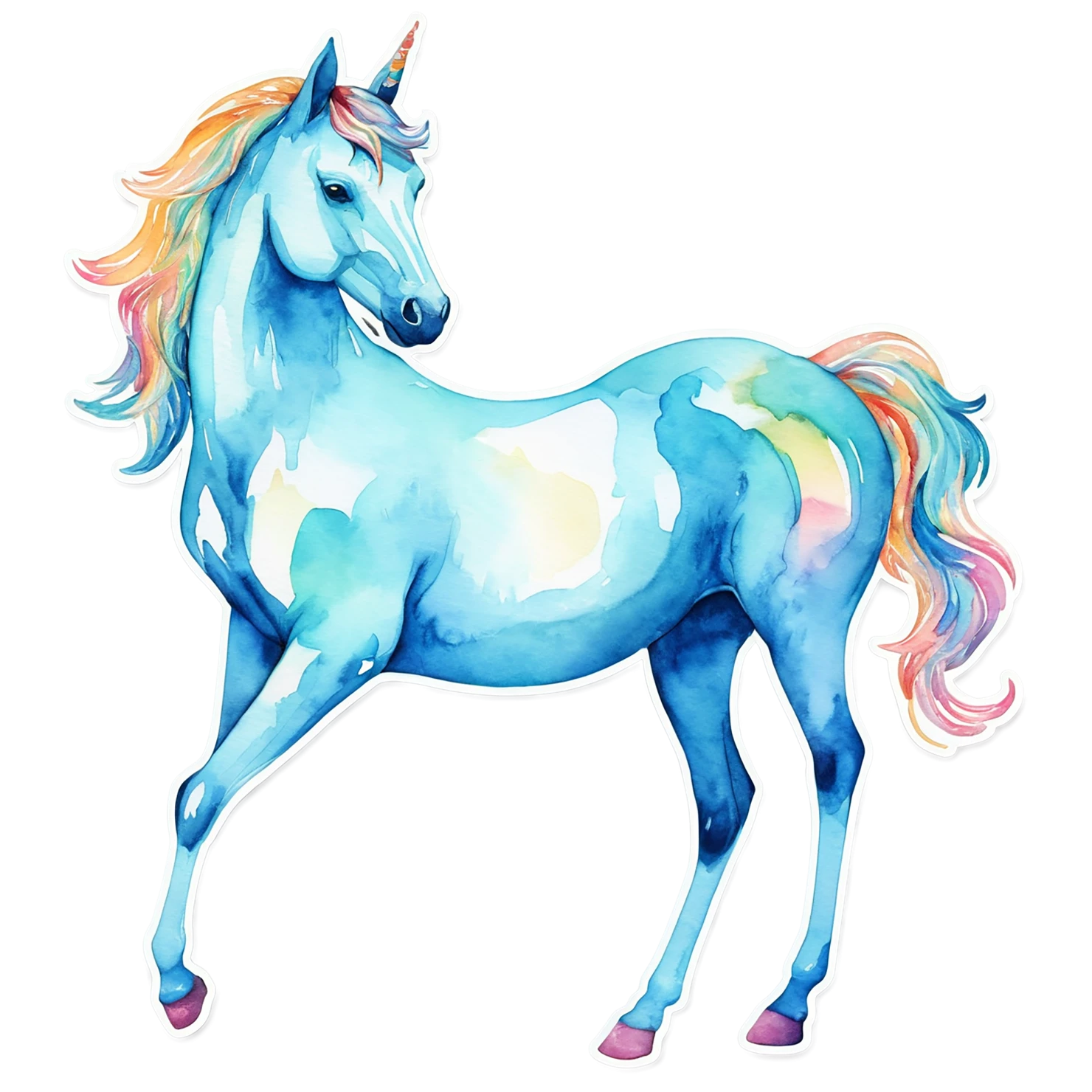 Unicorn watercolor sticker isolated on transparent background #23034