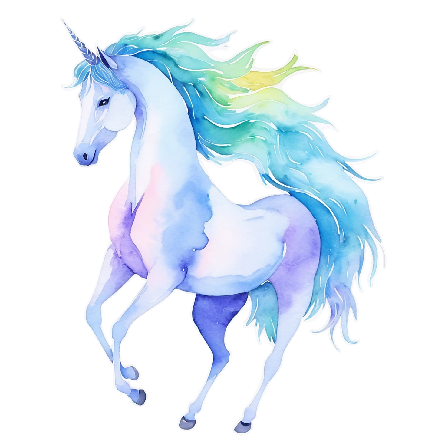 Unicorn watercolor sticker isolated on transparent background #23035