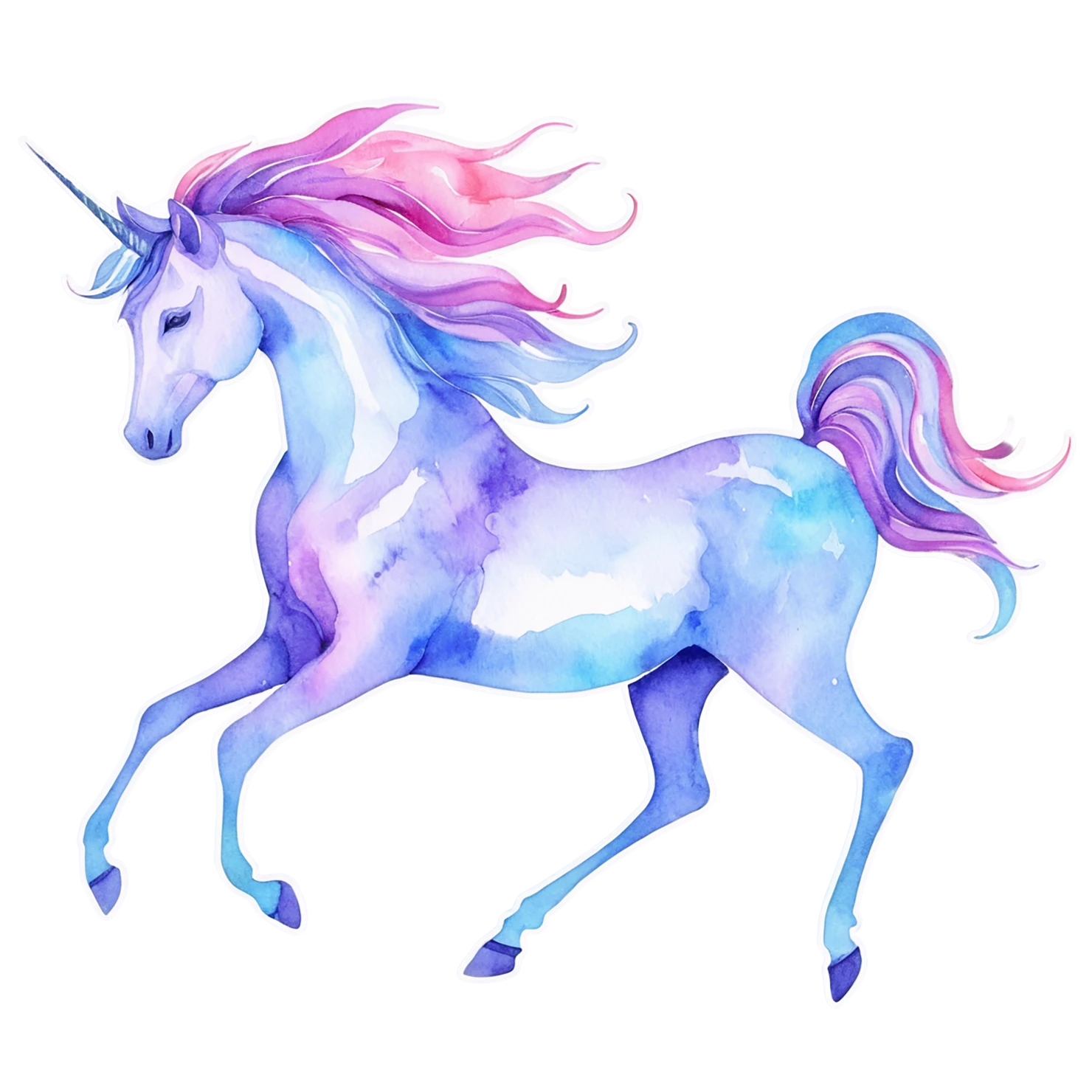 Unicorn watercolor sticker isolated on transparent background #23036