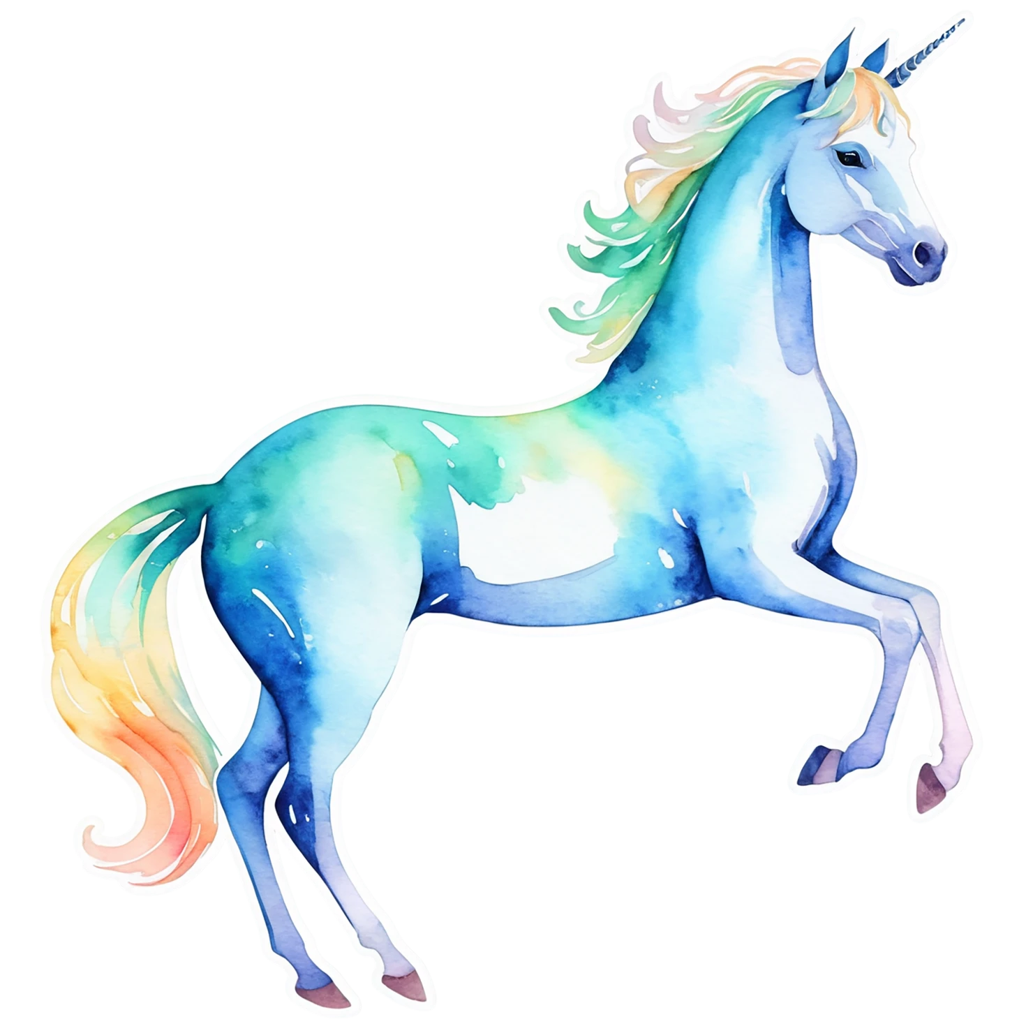 Unicorn watercolor sticker isolated on transparent background #23037