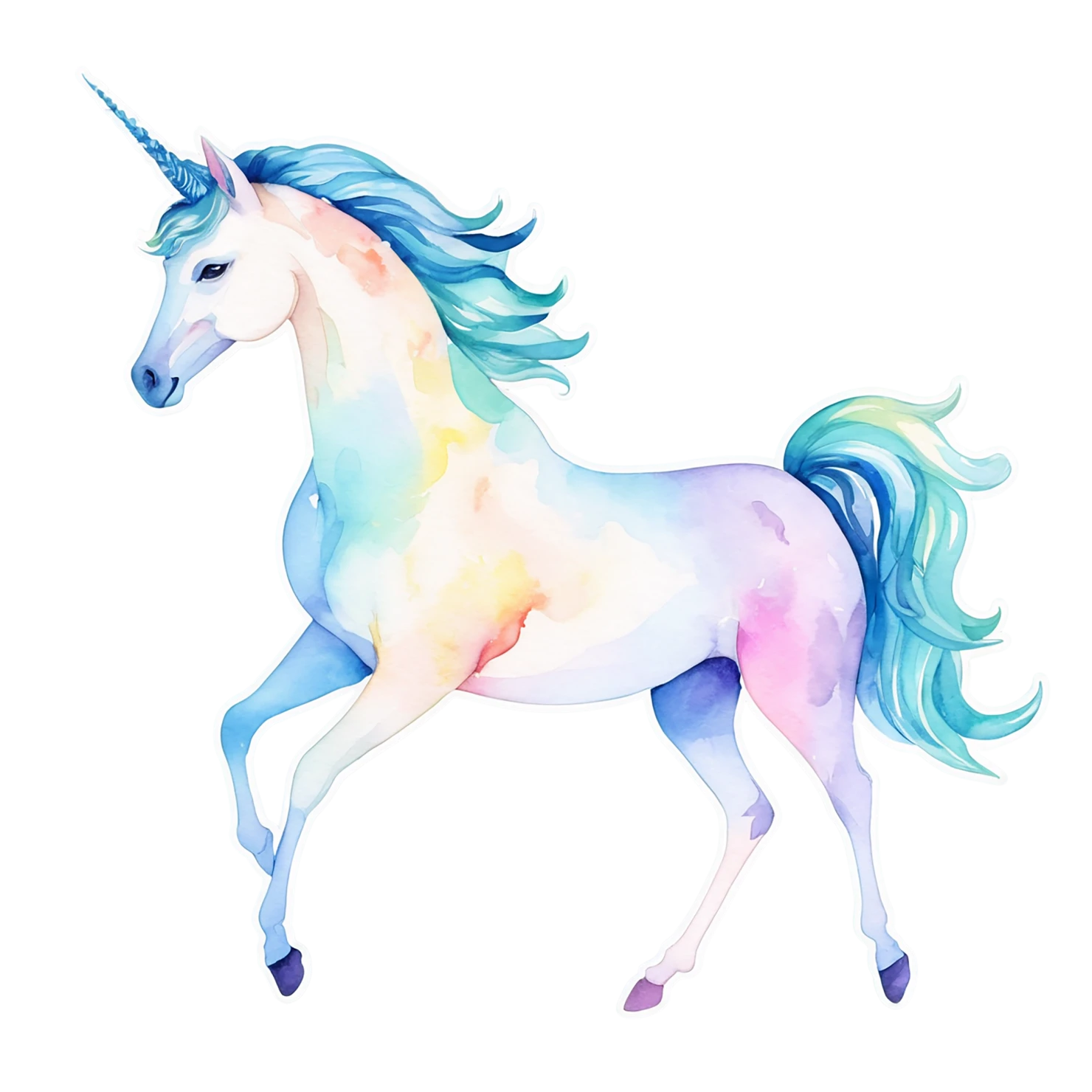 Unicorn watercolor sticker isolated on transparent background #23039