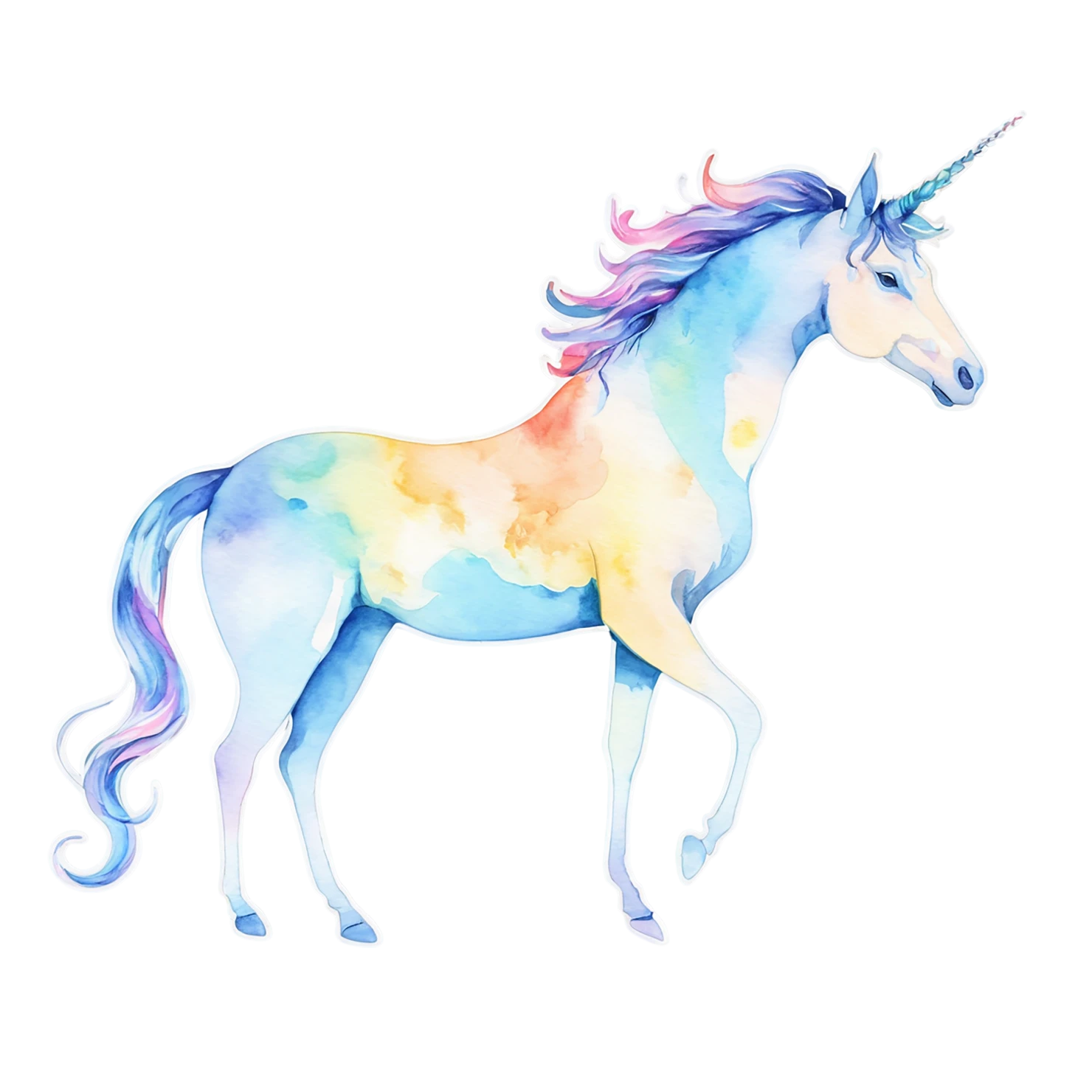 Unicorn watercolor sticker isolated on transparent background #23040