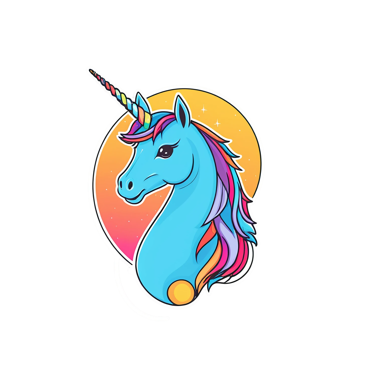 Unicorn cute sticker isolated on transparent background #23090