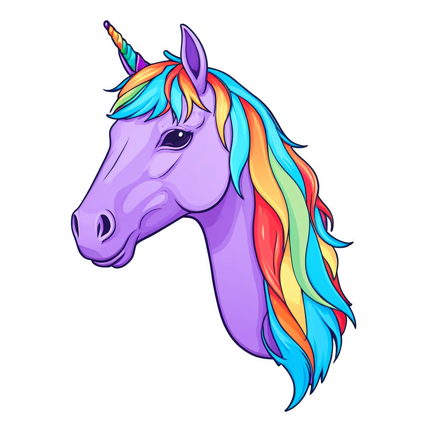 Unicorn cute sticker isolated on transparent background #23242