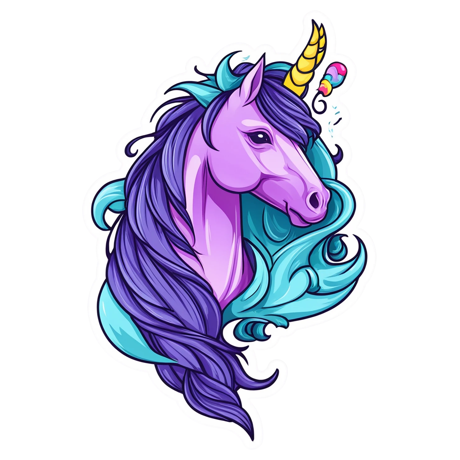 Unicorn cute sticker isolated on transparent background #23244