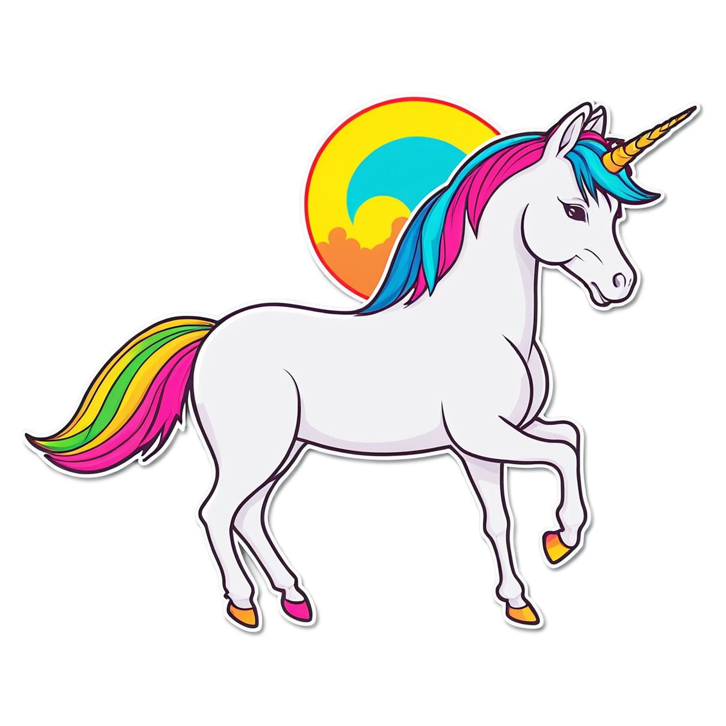Unicorn cute sticker isolated on transparent background #23254