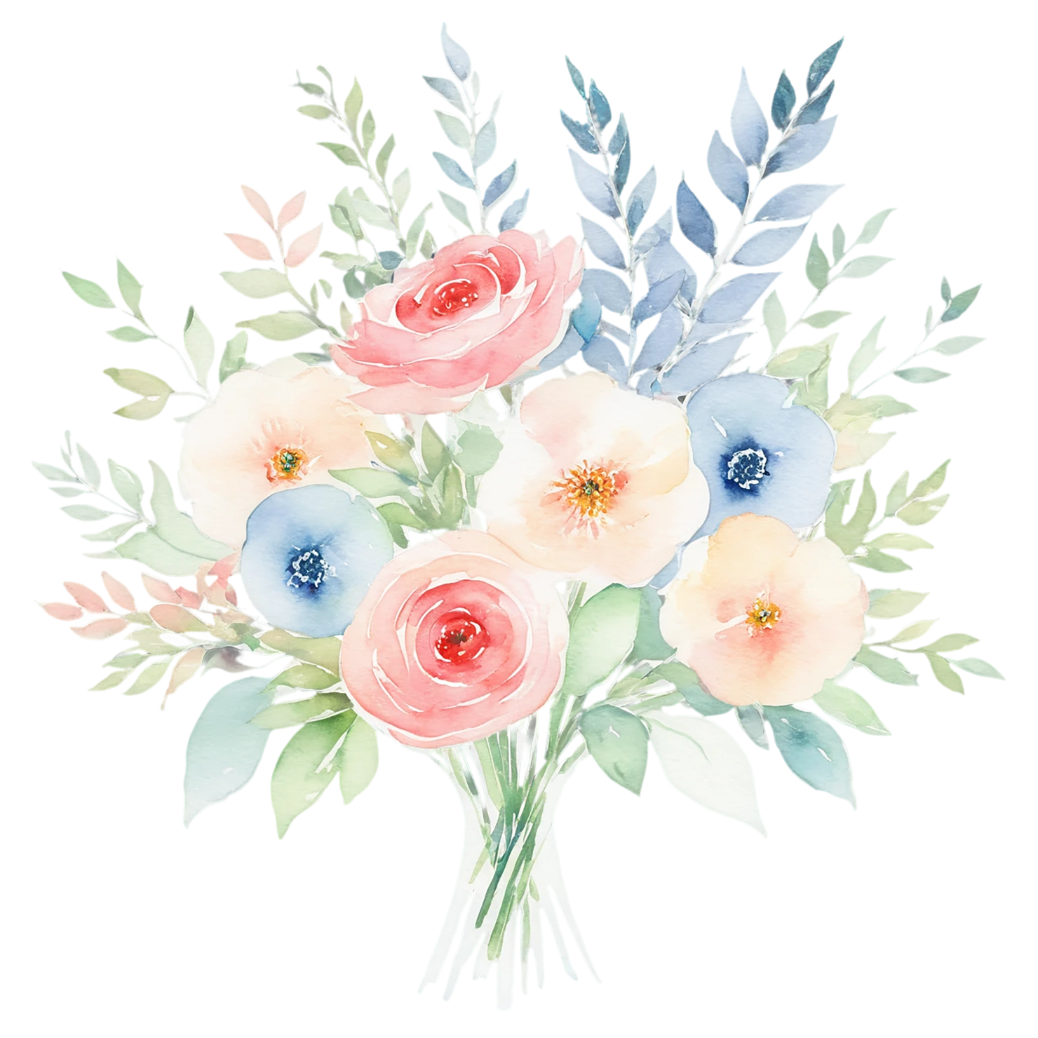 Watercolor flower bouquets isolated on transparent background #23469