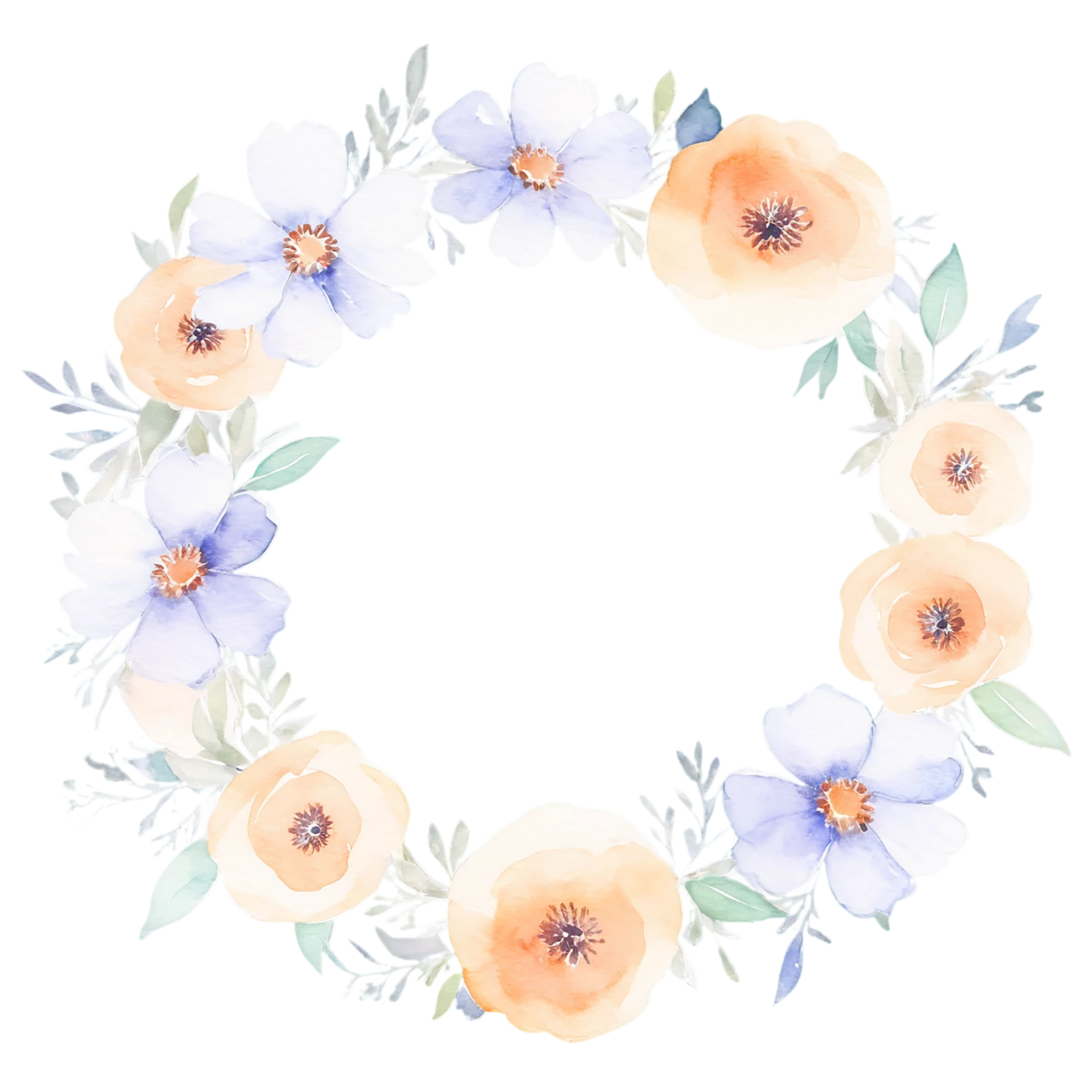 Watercolor flower ring isolated on transparent background #23658