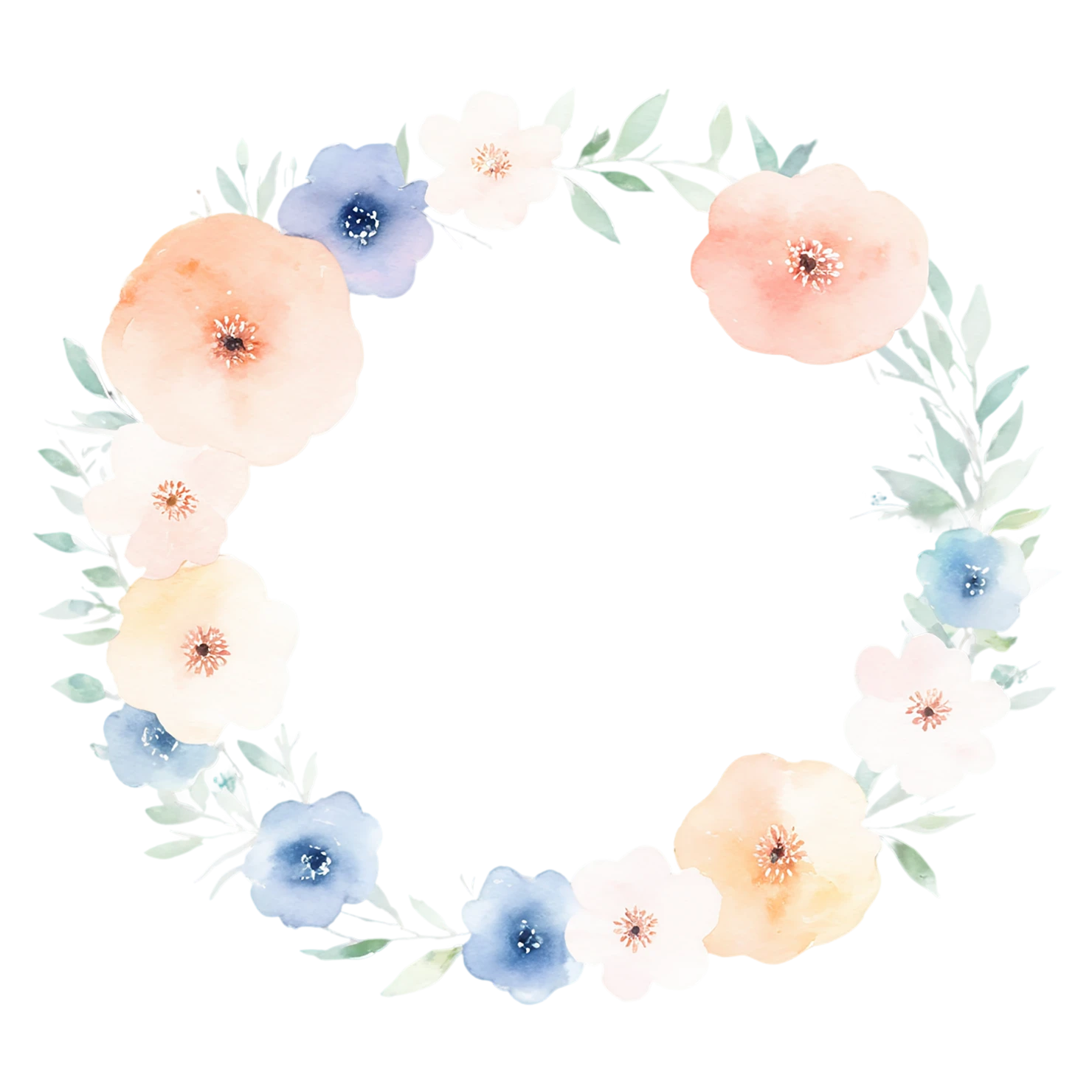 Watercolor flower ring isolated on transparent background #23682