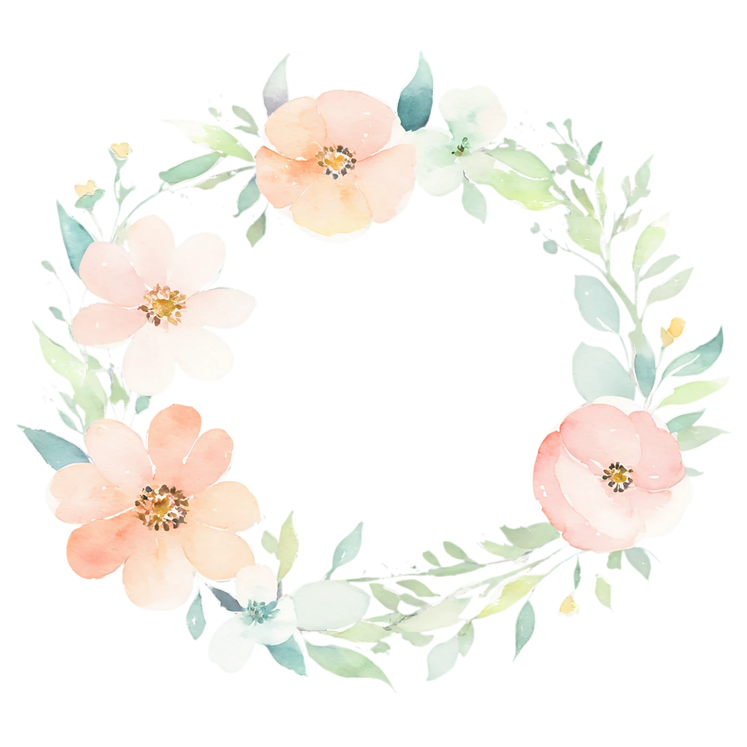 Watercolor flower ring isolated on transparent background #23710