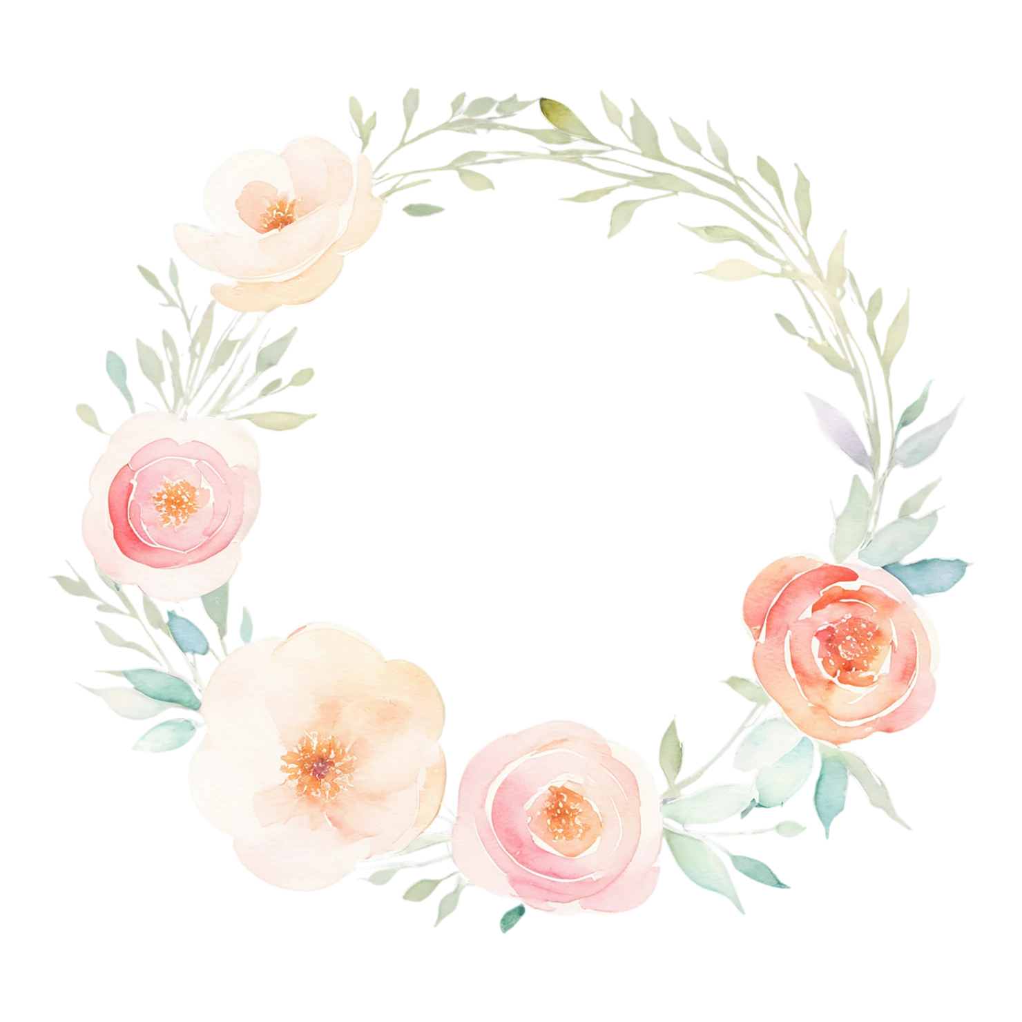Watercolor flower ring isolated on transparent background #23716