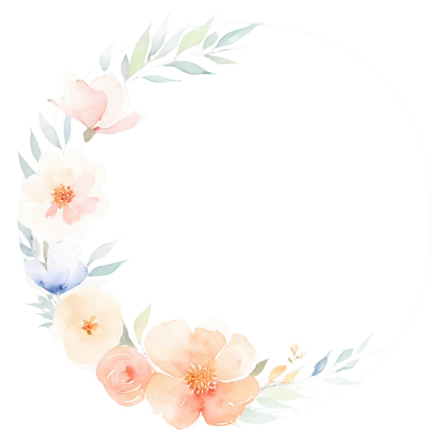 Watercolor flower ring isolated on transparent background #23743