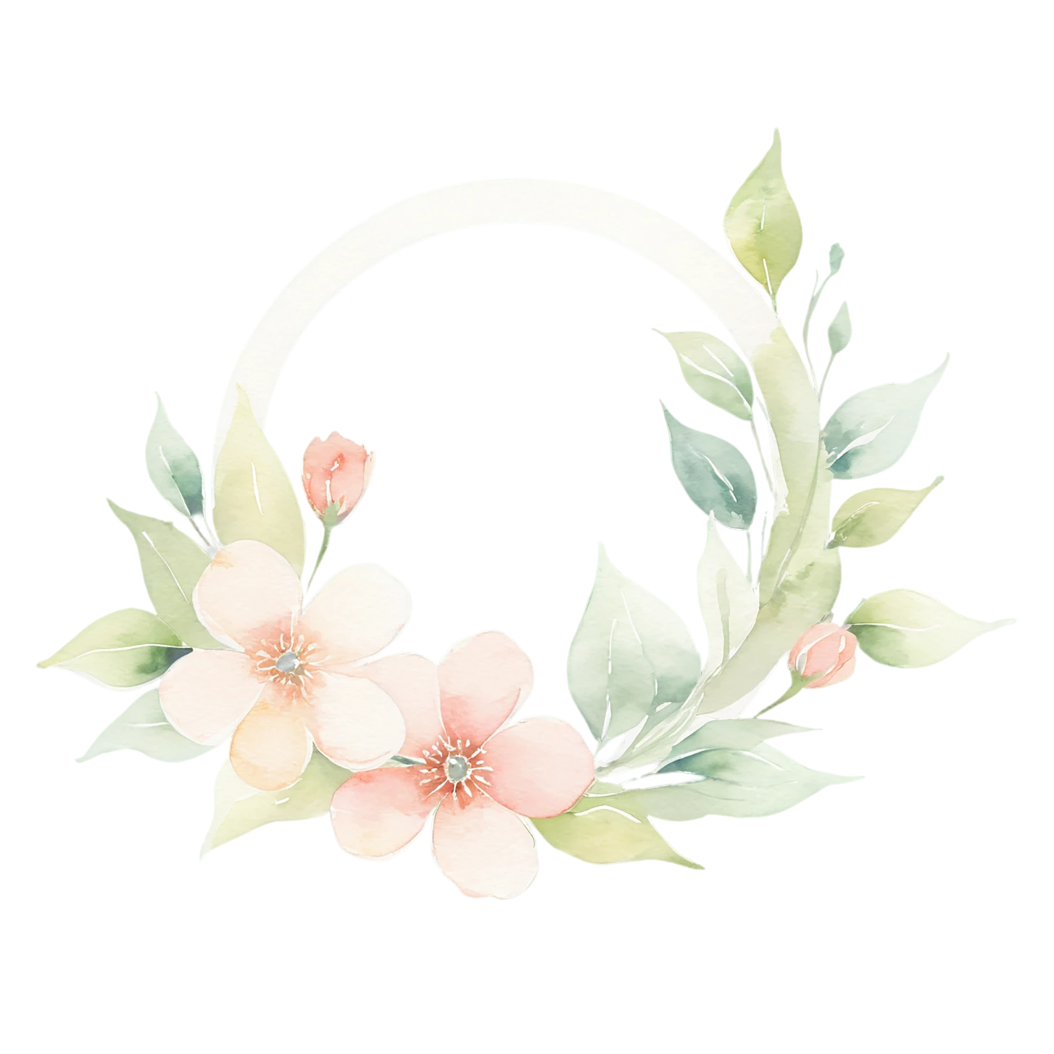 Watercolor flower ring isolated on transparent background #23747