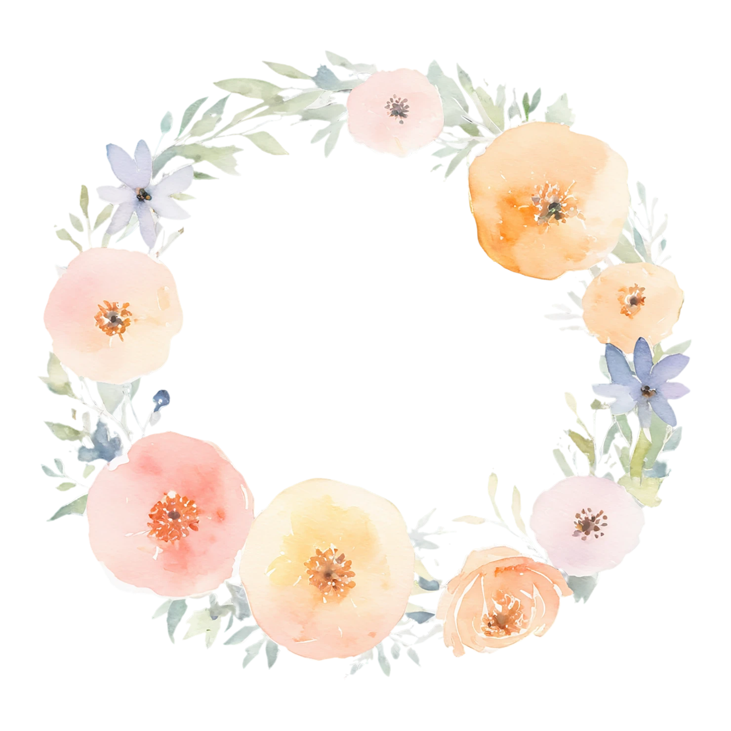Watercolor flower ring isolated on transparent background #23751