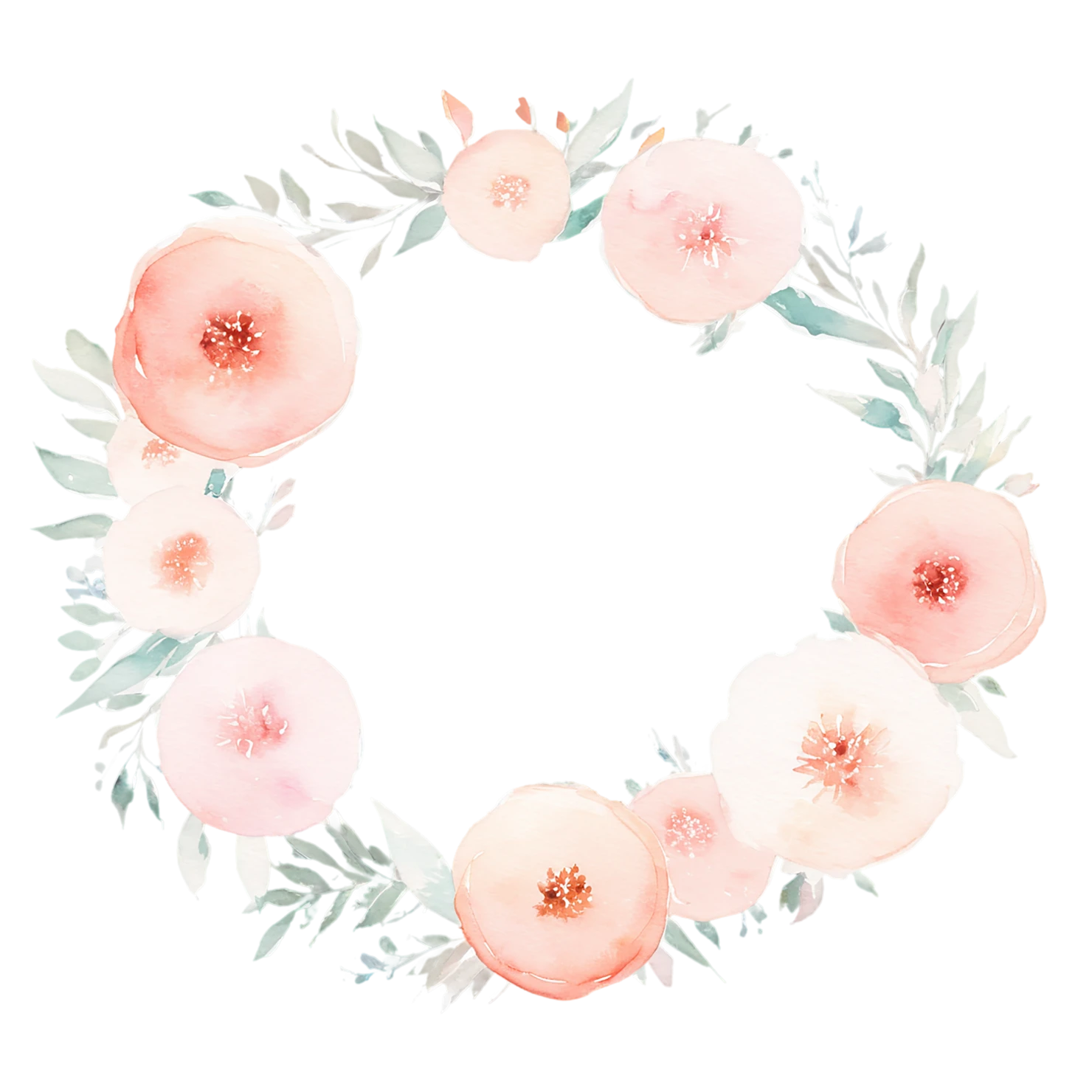 Watercolor flower ring isolated on transparent background #23753