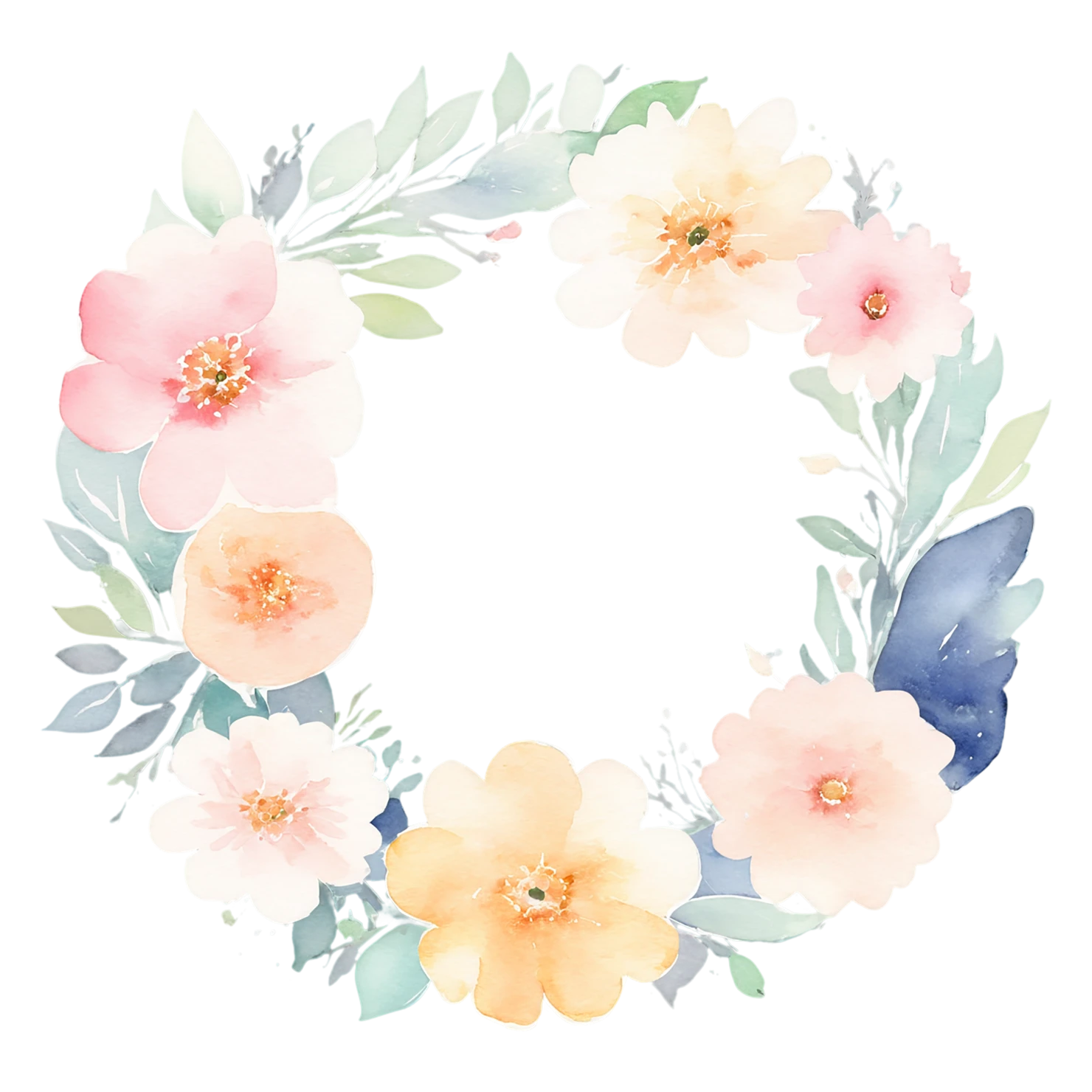 Watercolor flower ring isolated on transparent background #23761