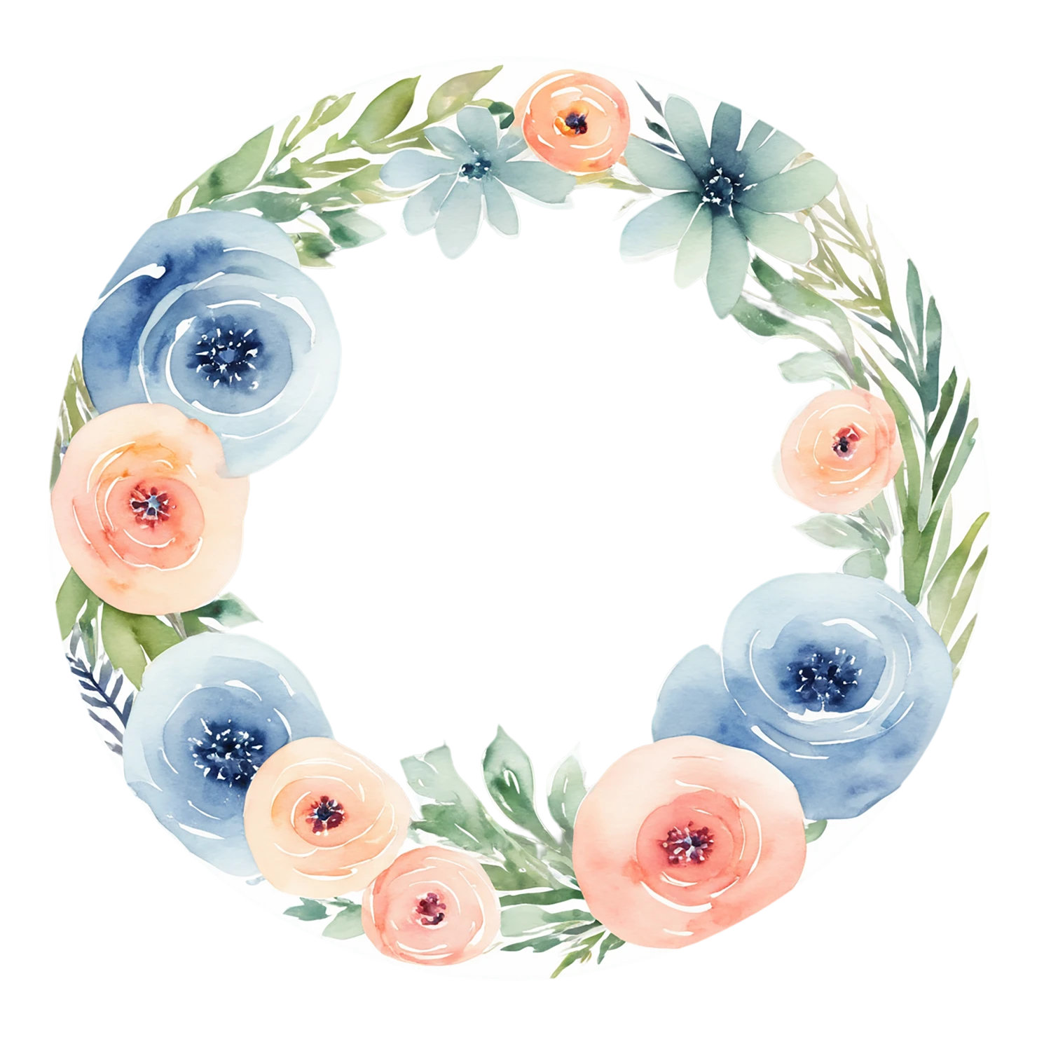 Watercolor flower ring isolated on transparent background #23773