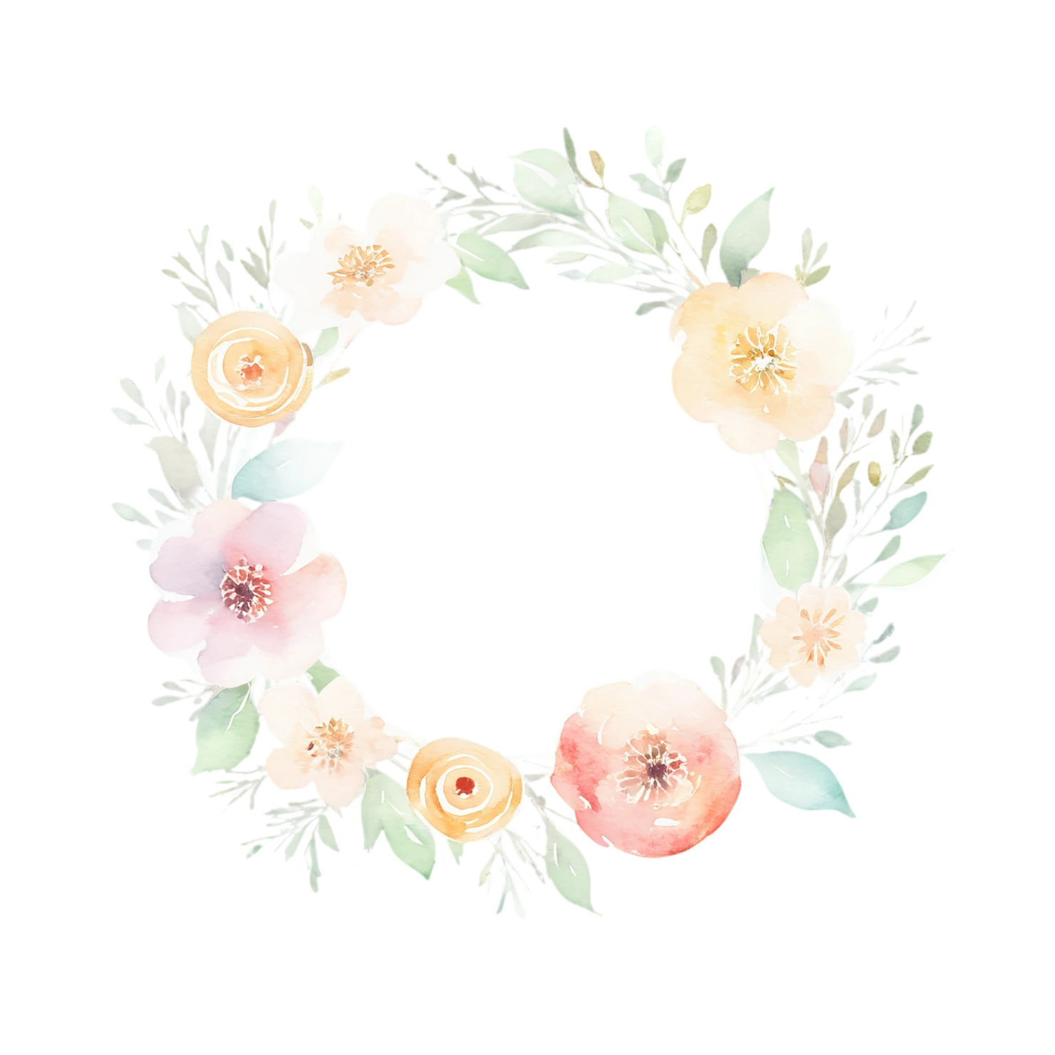 Watercolor flower ring isolated on transparent background #23775