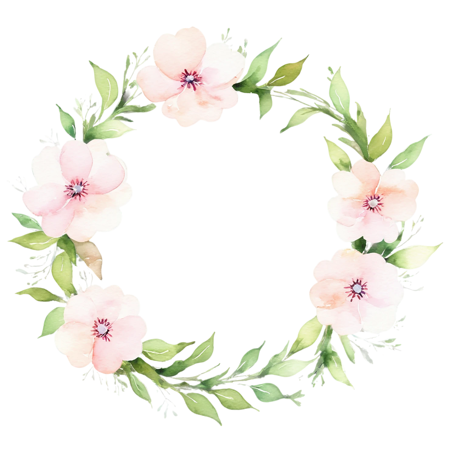 Watercolor flower ring isolated on transparent background #23778