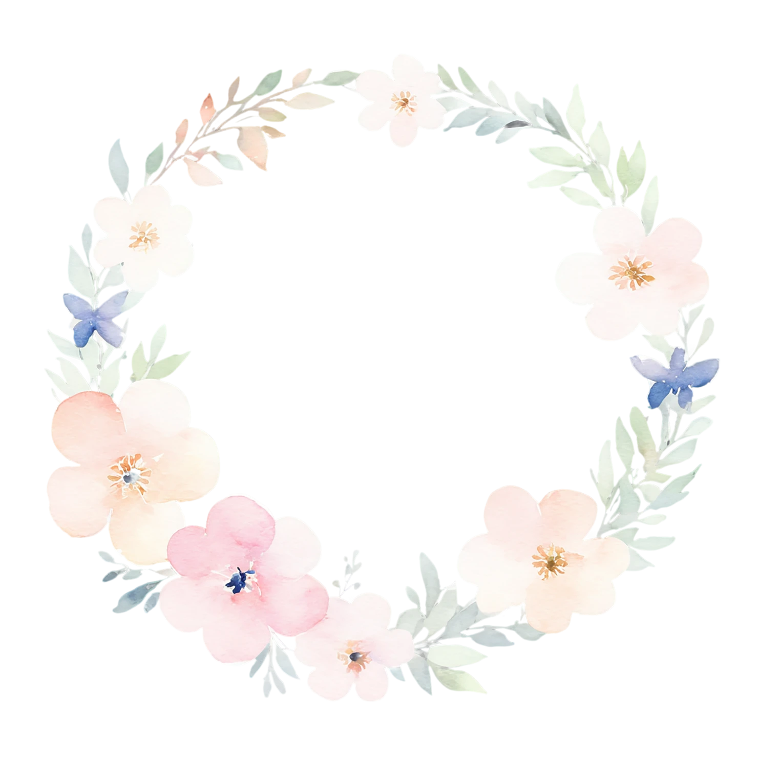 Watercolor flower ring isolated on transparent background #23779