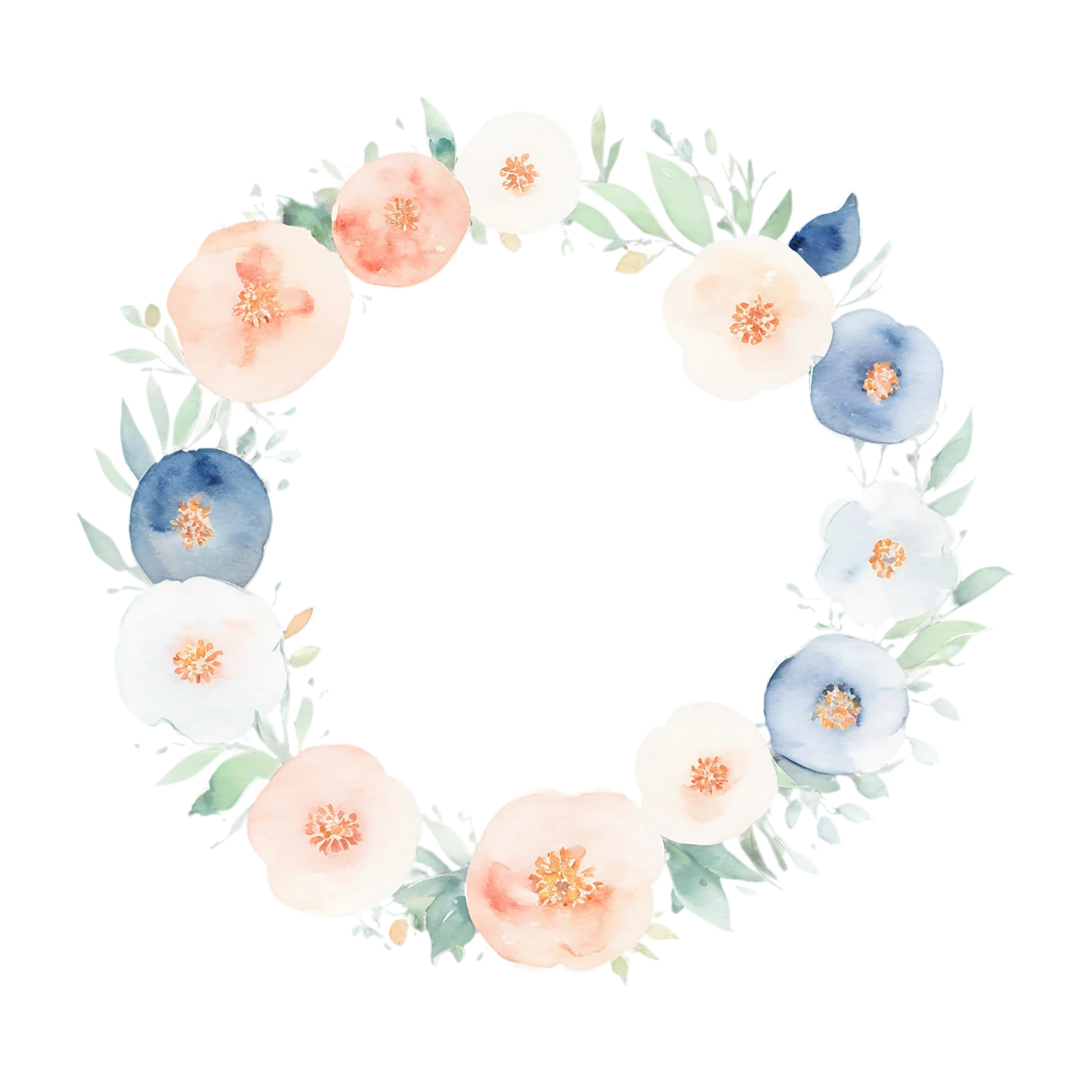 Watercolor flower ring isolated on transparent background #23802