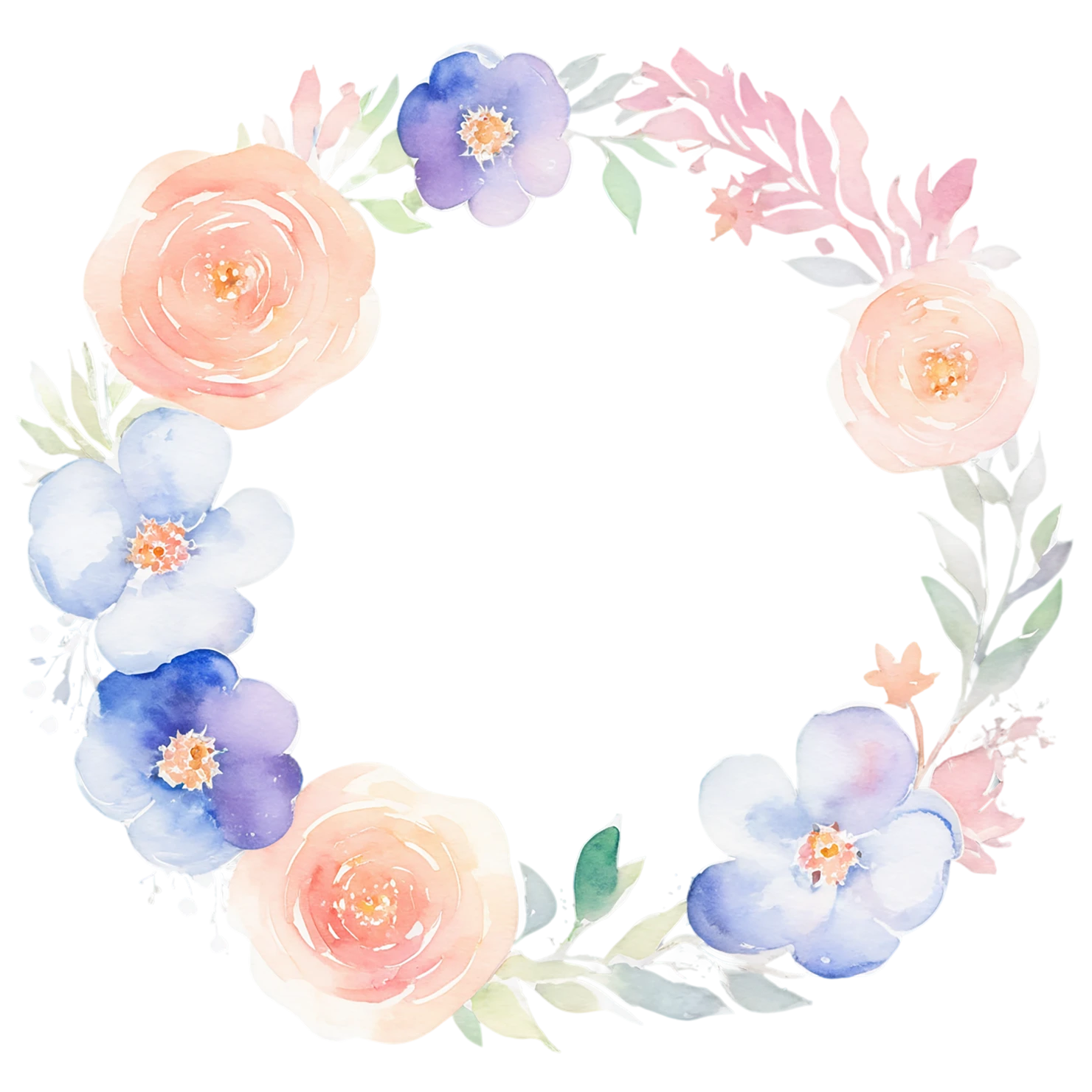 Watercolor flower ring isolated on transparent background #23820