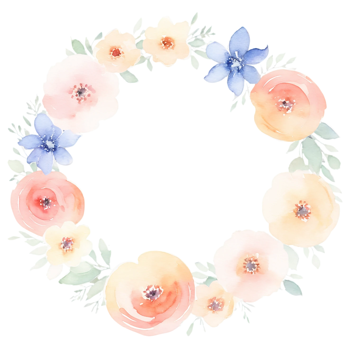 Watercolor flower ring isolated on transparent background #23821