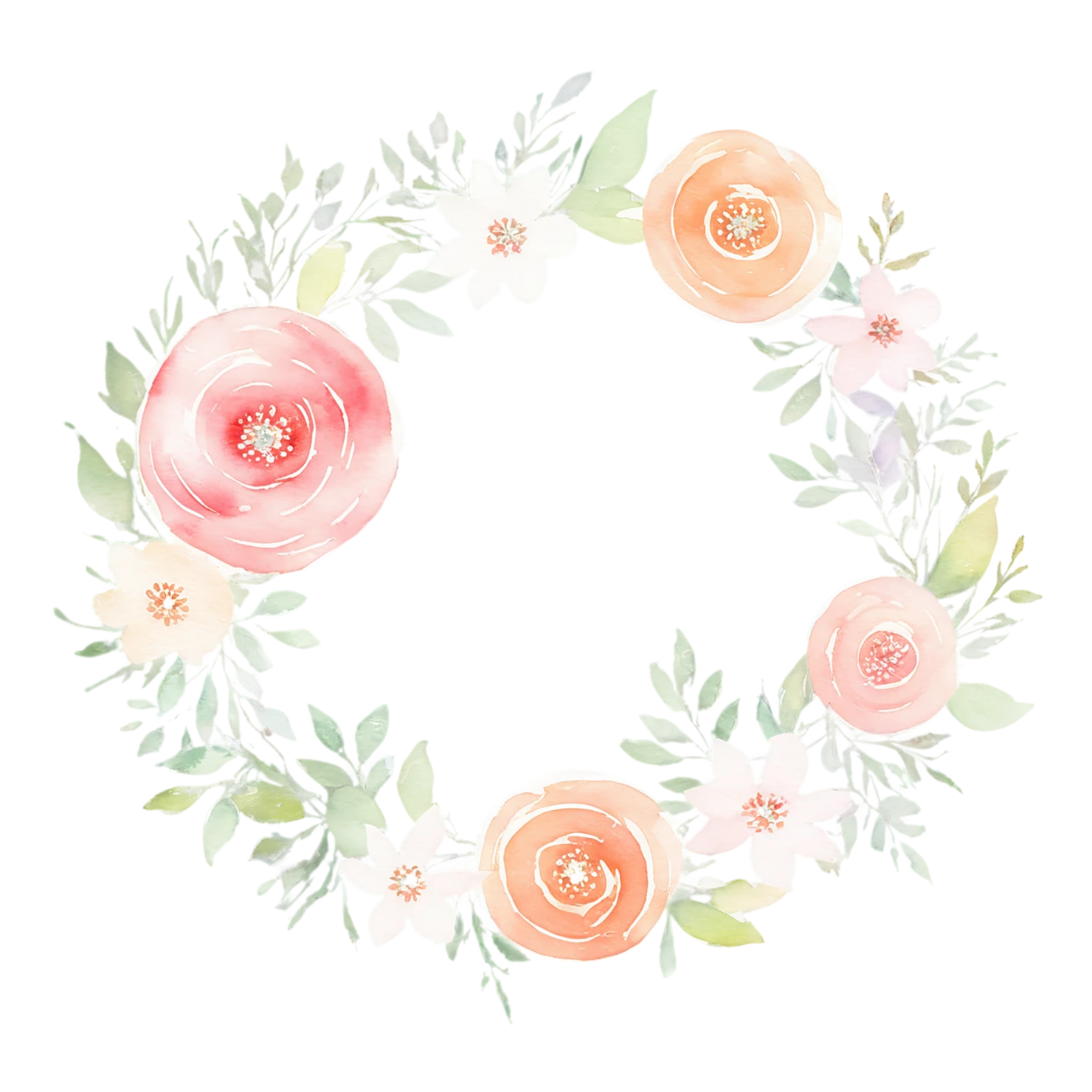 Watercolor flower ring isolated on transparent background #23827