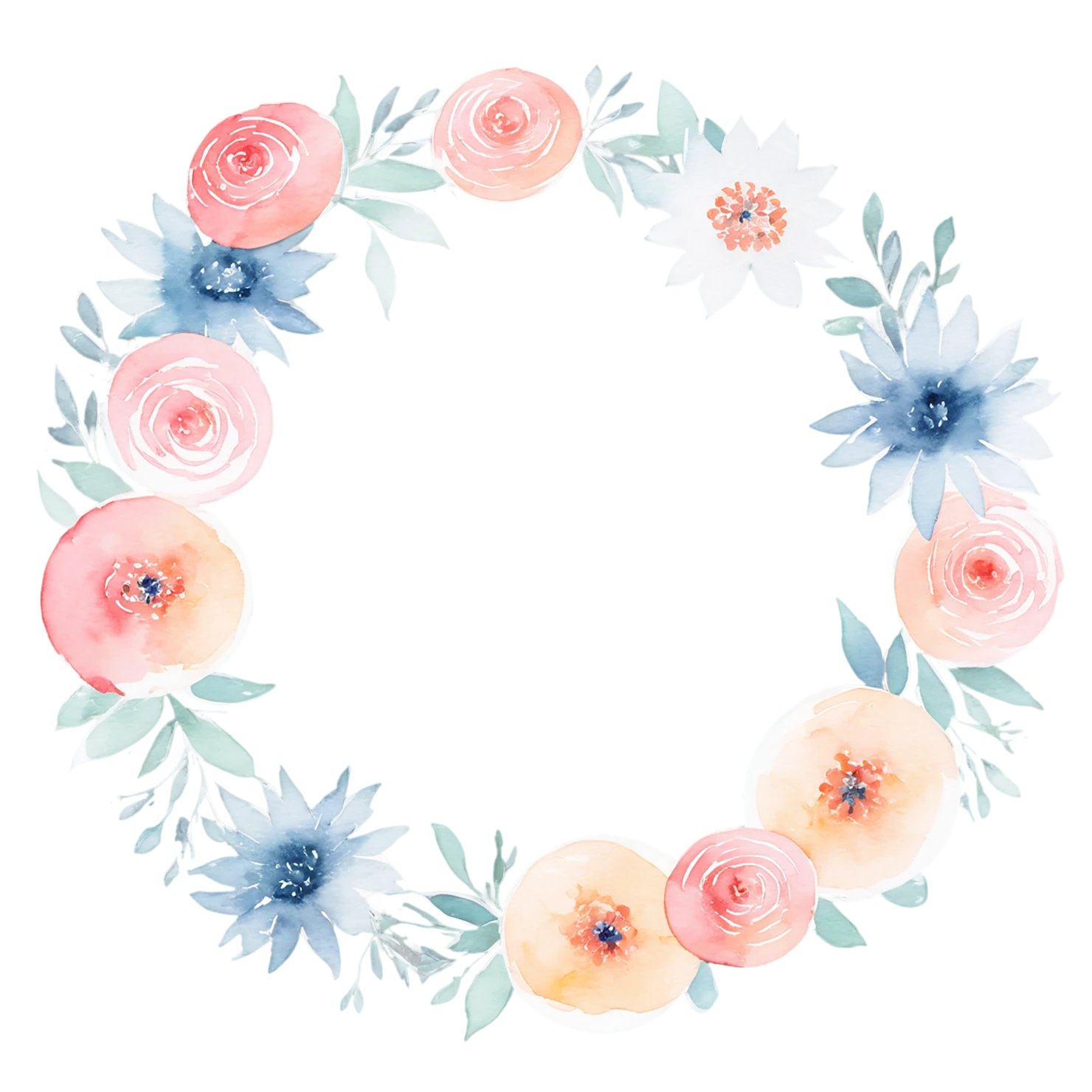 Watercolor flower ring isolated on transparent background #23832